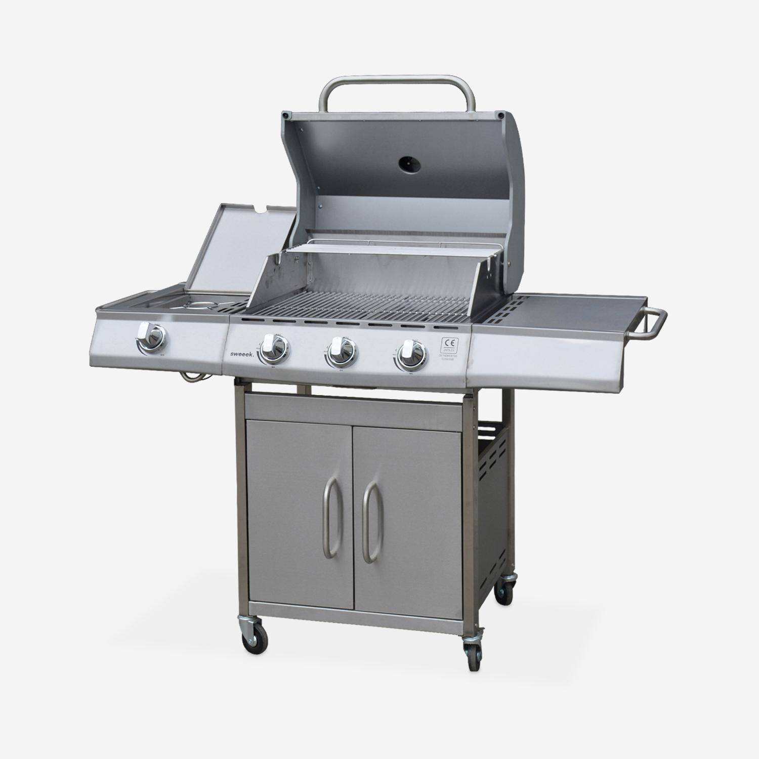 Barbecue a gas con 4 bruciatori di cui 1 laterale, Richelieu 3, Inox, 142x59x118 cm Photo2