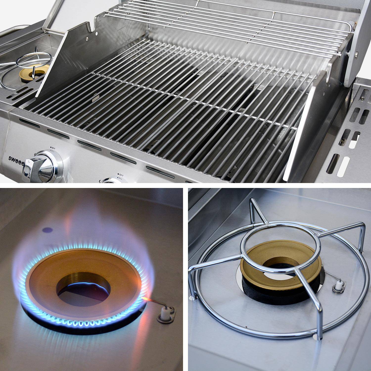 Barbecue a gas con 4 bruciatori di cui 1 laterale, Richelieu 3, Inox, 142x59x118 cm Photo5