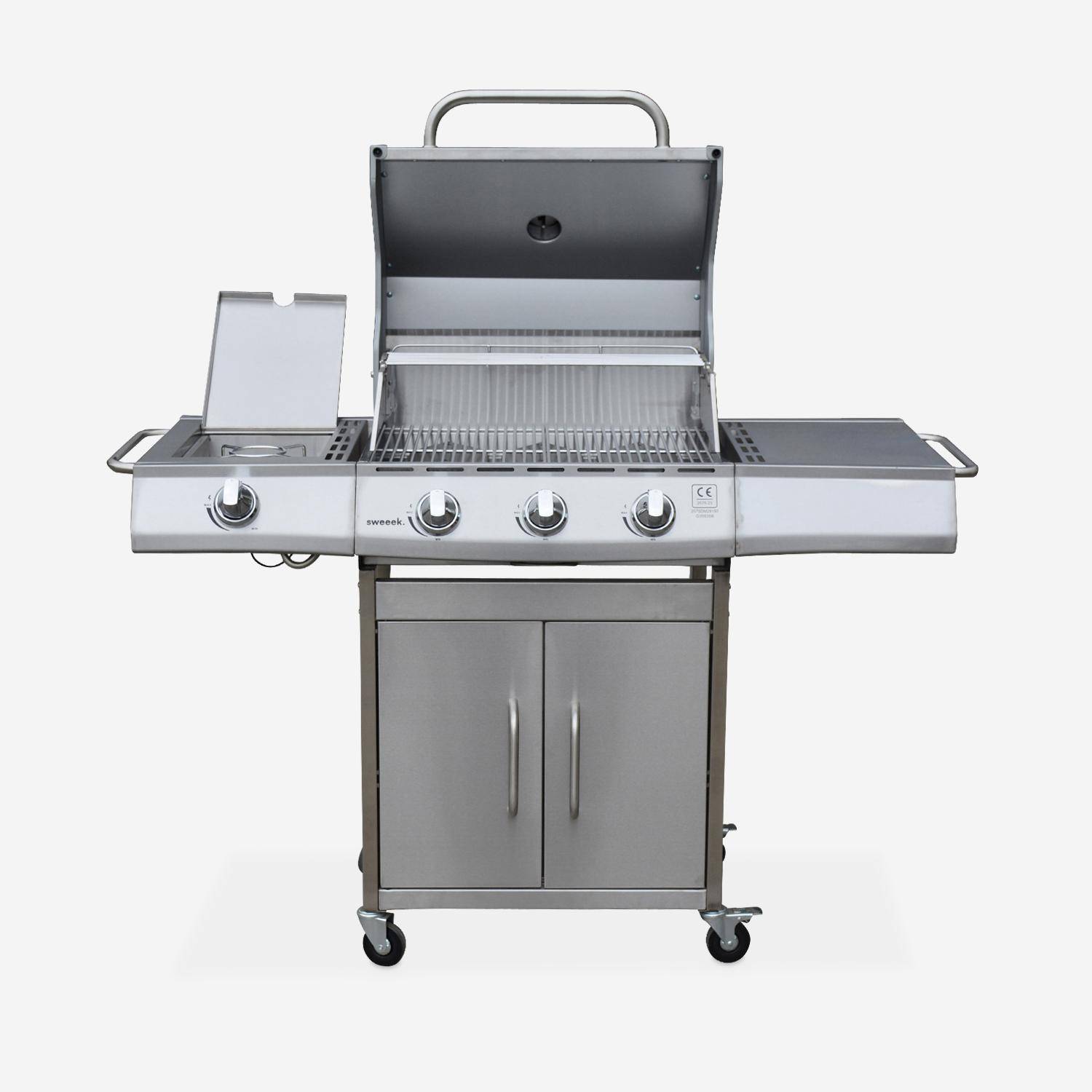 Barbecue a gas con 4 bruciatori di cui 1 laterale, Richelieu 3, Inox, 142x59x118 cm Photo3