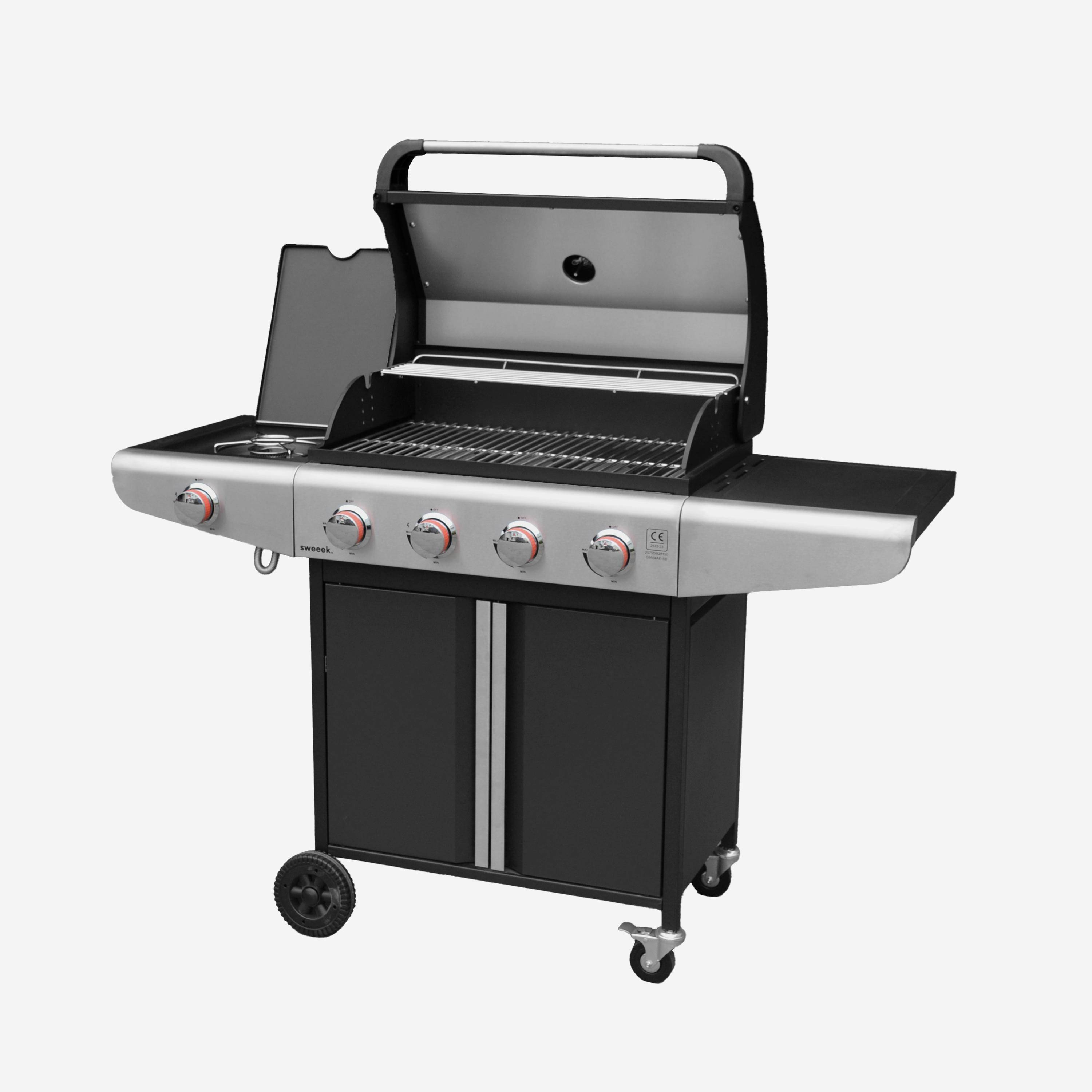 Barbecue a gas a 5 fuochi con 1 bruciatore laterale Nero - 136x53.5x109.2 cm,sweeek,Photo3