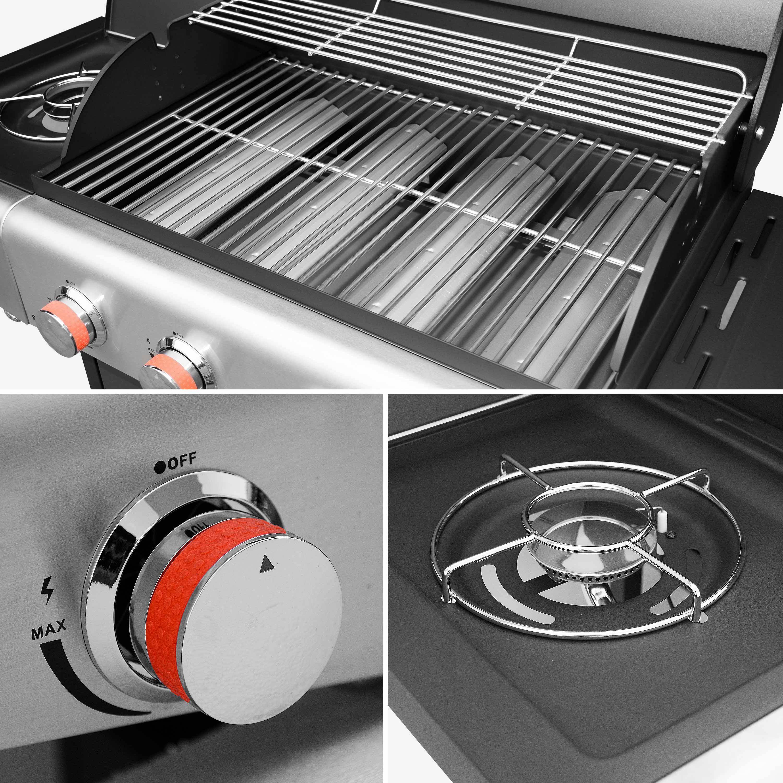 Barbecue a gas a 5 fuochi con 1 bruciatore laterale Nero - 136x53.5x109.2 cm,sweeek,Photo6