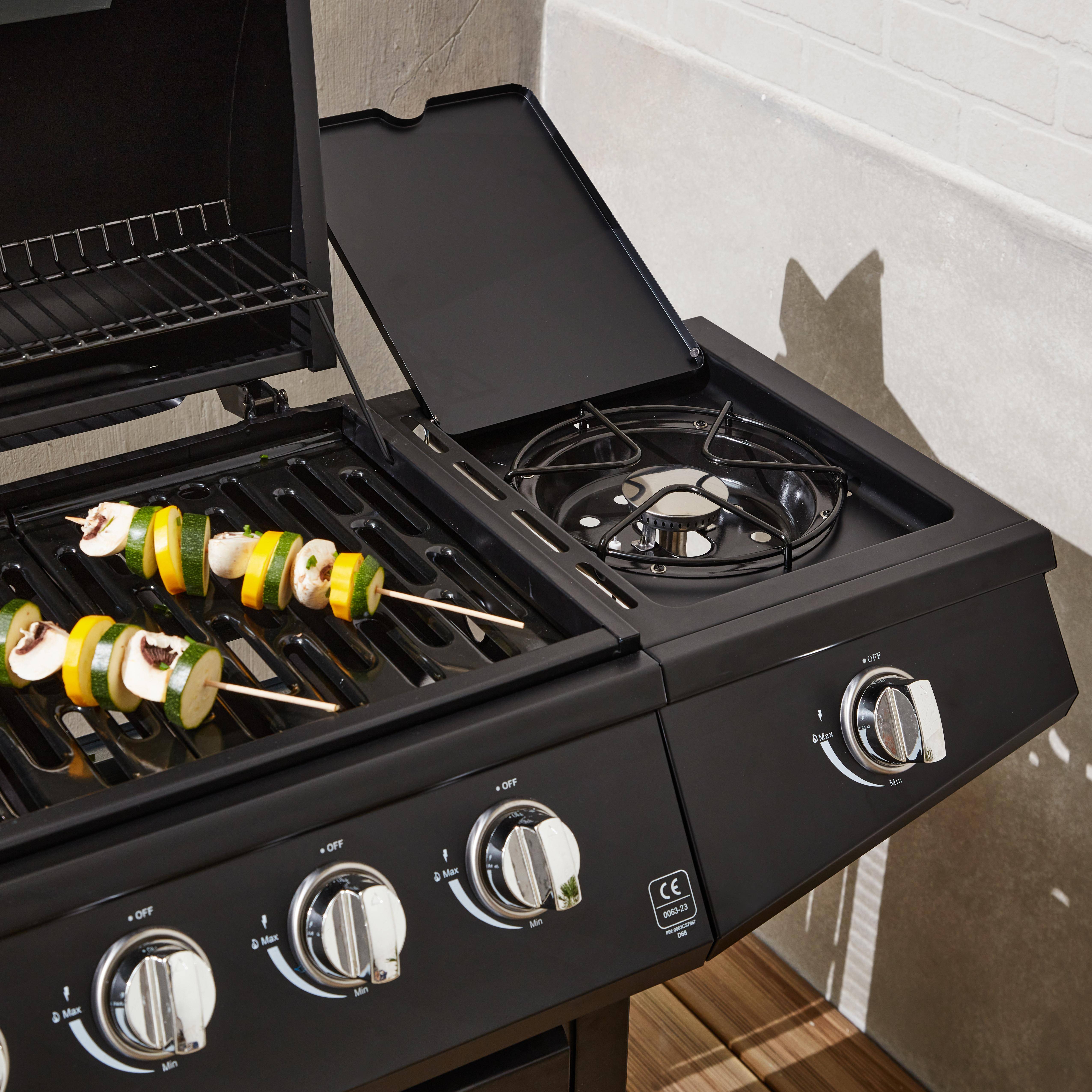Barbecue a gas con 7 bruciatori di cui 1 laterale Nero - 137.5x43.5x103 cm,sweeek,Photo3