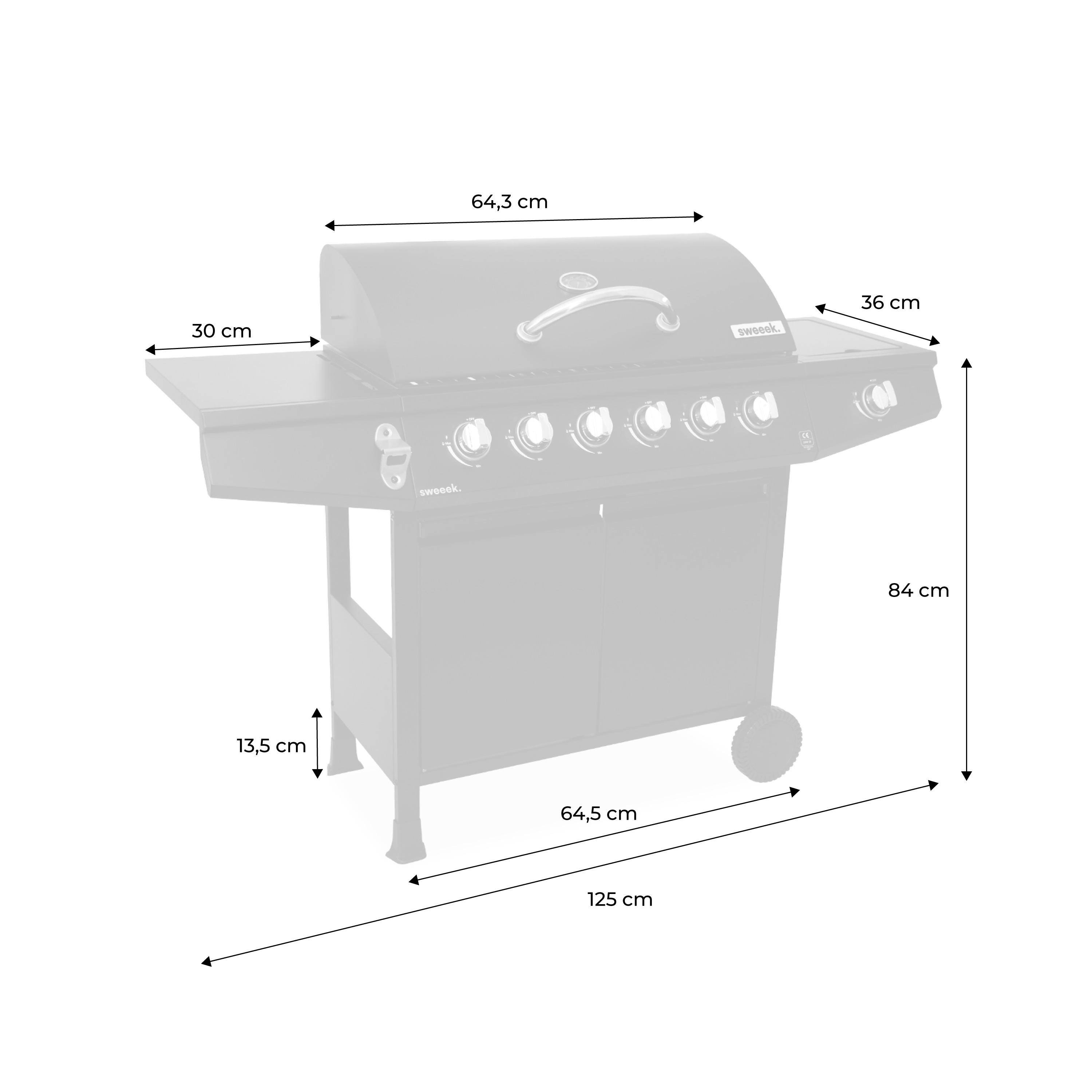 Barbecue A Gas Varley 6+1+1 Bruciatori - 72kW, Griglia Ghisa 91x45cm, Termometro Digitale - Foto 8
