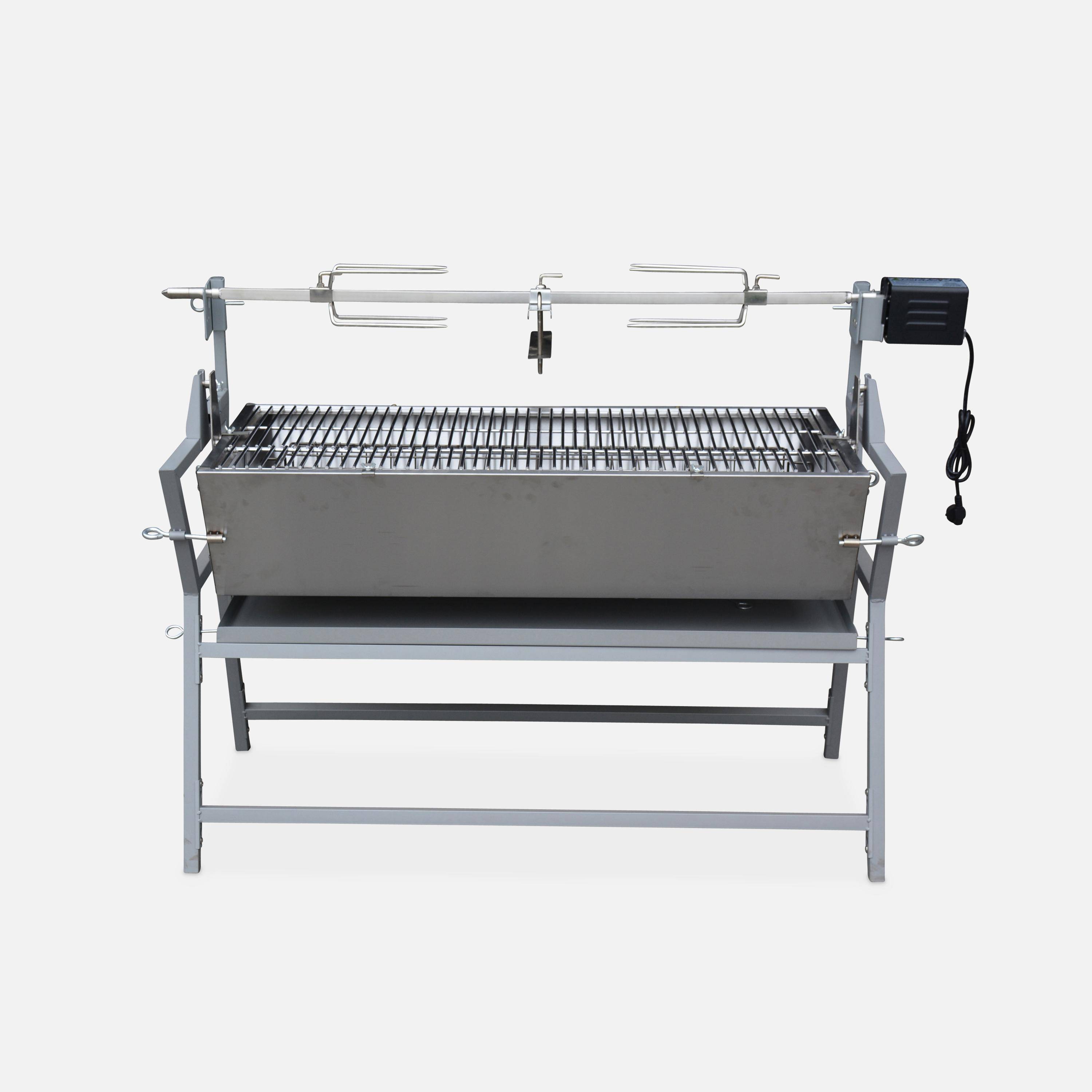 Girarrosto a carbonella con spiedo elettrico, Mathurin, Grigio, 110x57x87 cm Photo2