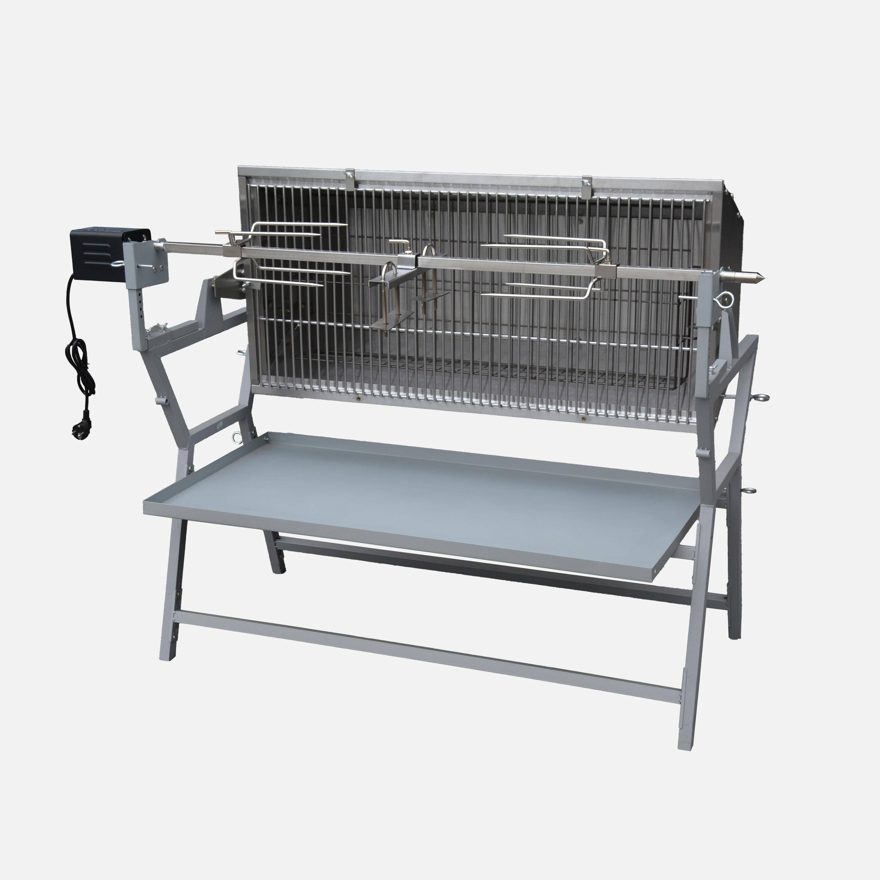 Barbecue a carbonella con girarrosto elettrico regolabile Grigio - 110x57x87 cm,sweeek,Photo4