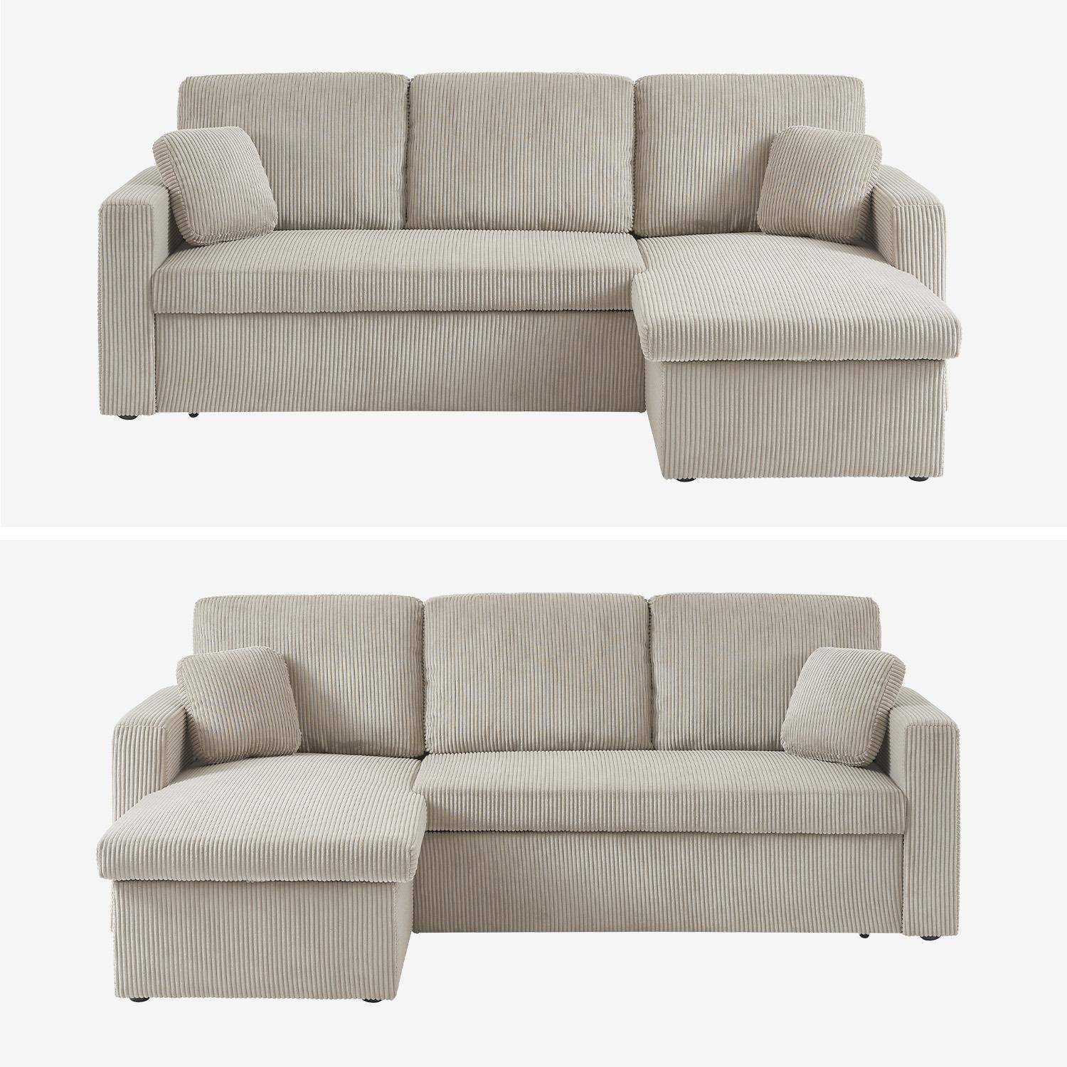 Ecksofa beigegrau mit Schlaffunktion, Ecke beidseitig montierbar, Cord-Bezug breit gerippt, 3-Sitzer – Ida Photo5