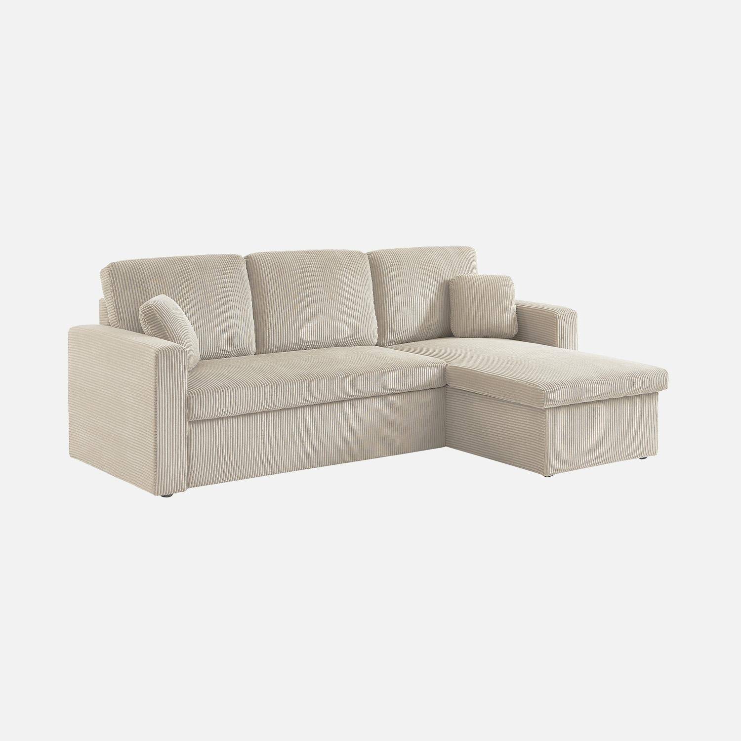 Ecksofa beigegrau mit Schlaffunktion, Ecke beidseitig montierbar, Cord-Bezug breit gerippt, 3-Sitzer – Ida,sweeek,Photo8