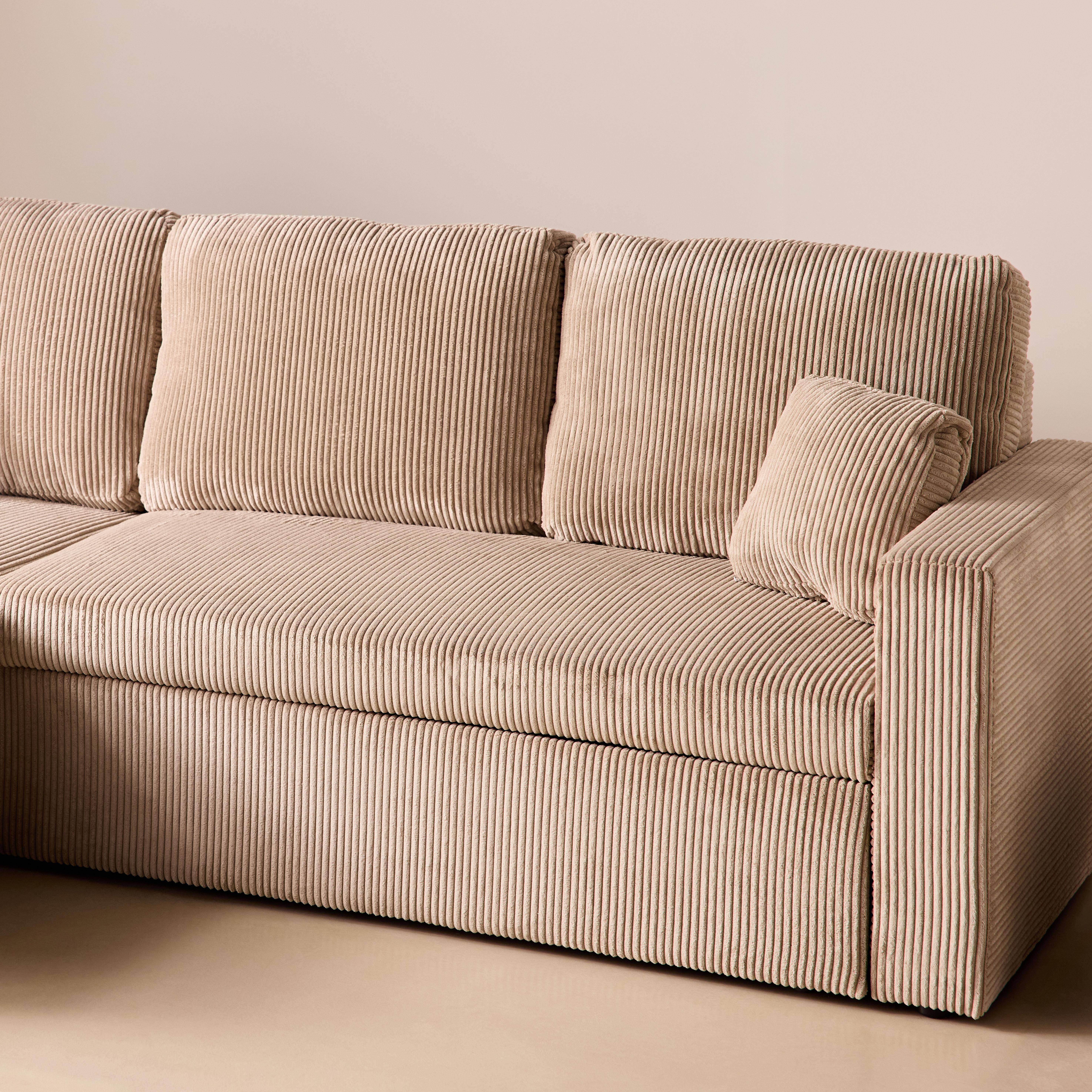 Sofá-cama de canto conversível, 3 lugares Bege cinzento - 220x146x83 cm Photo3