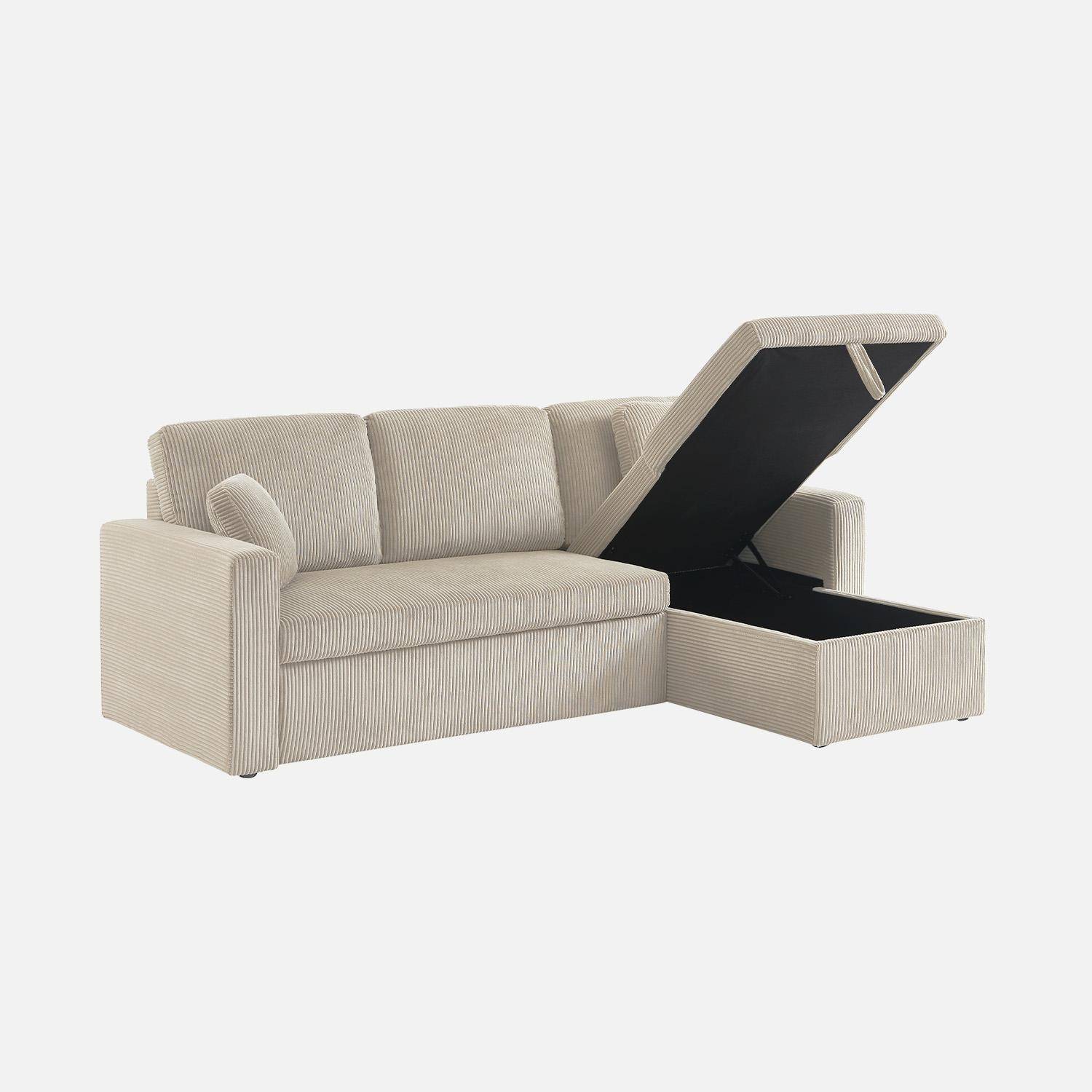 Verstelbare hoekbank, beige corduroy, 3 zits Photo6