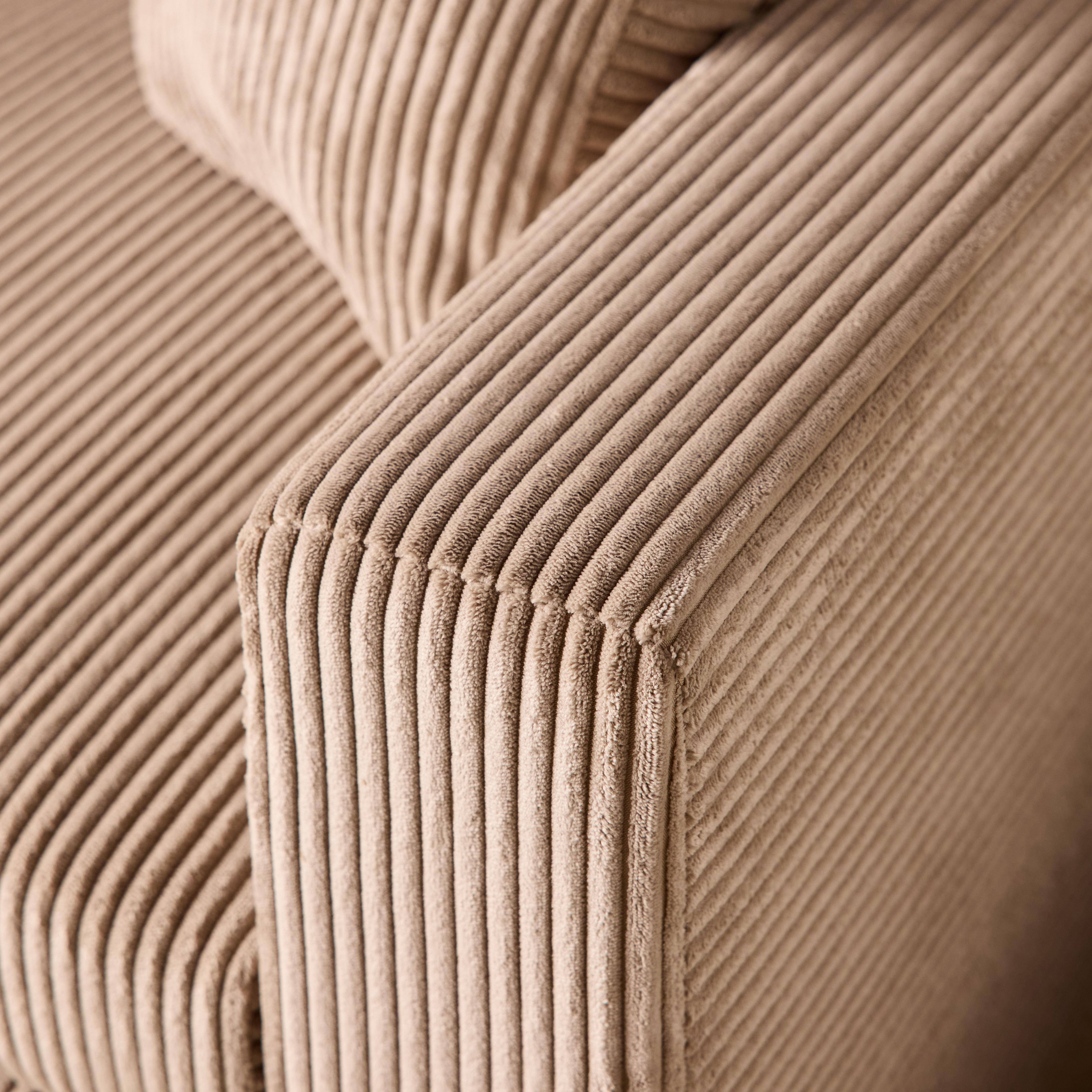 Ecksofa beigegrau mit Schlaffunktion, Ecke beidseitig montierbar, Cord-Bezug breit gerippt, 3-Sitzer – Ida,sweeek,Photo5