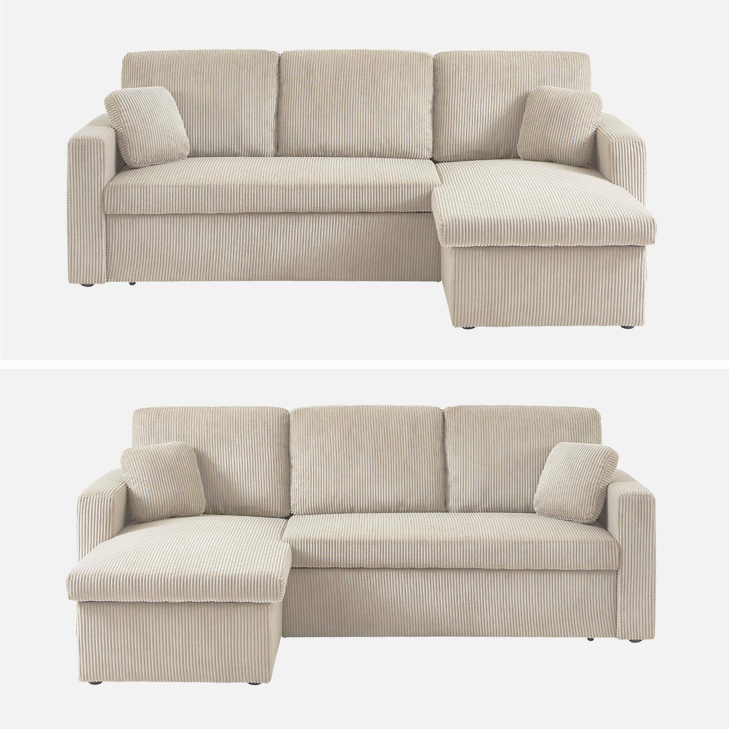 Verstelbare hoekbank, beige corduroy, 3 zits Photo5