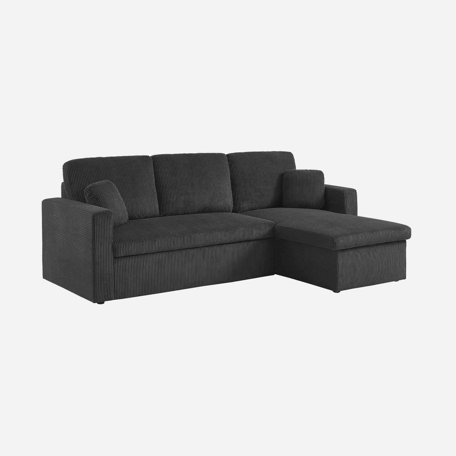 Sofá cama esquinero reversible con espacio de almacenamiento, 3 plazas Gris oscuro - 220x146x83 cm,sweeek,Photo8