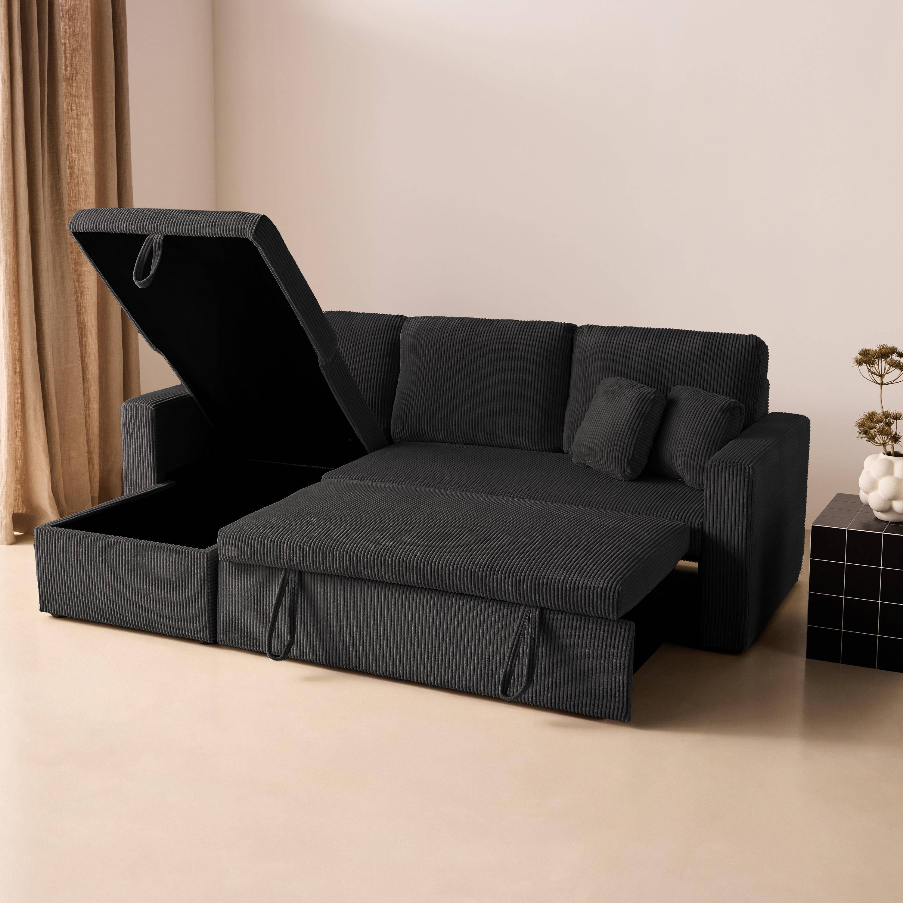 Sofá cama esquinero reversible con espacio de almacenamiento, 3 plazas Gris oscuro - 220x146x83 cm Photo6