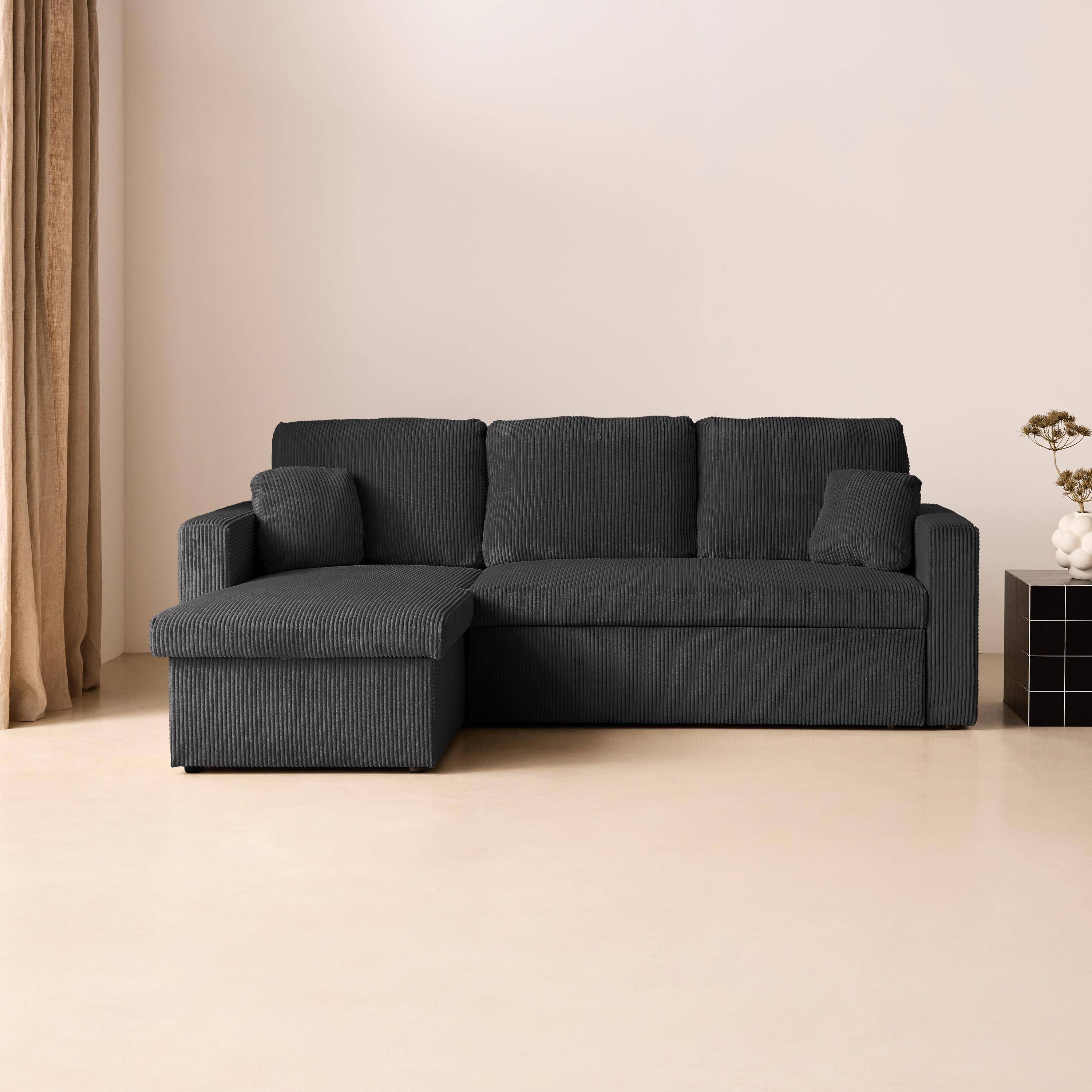 Sofá cama esquinero reversible con espacio de almacenamiento, 3 plazas Gris oscuro - 220x146x83 cm Photo1