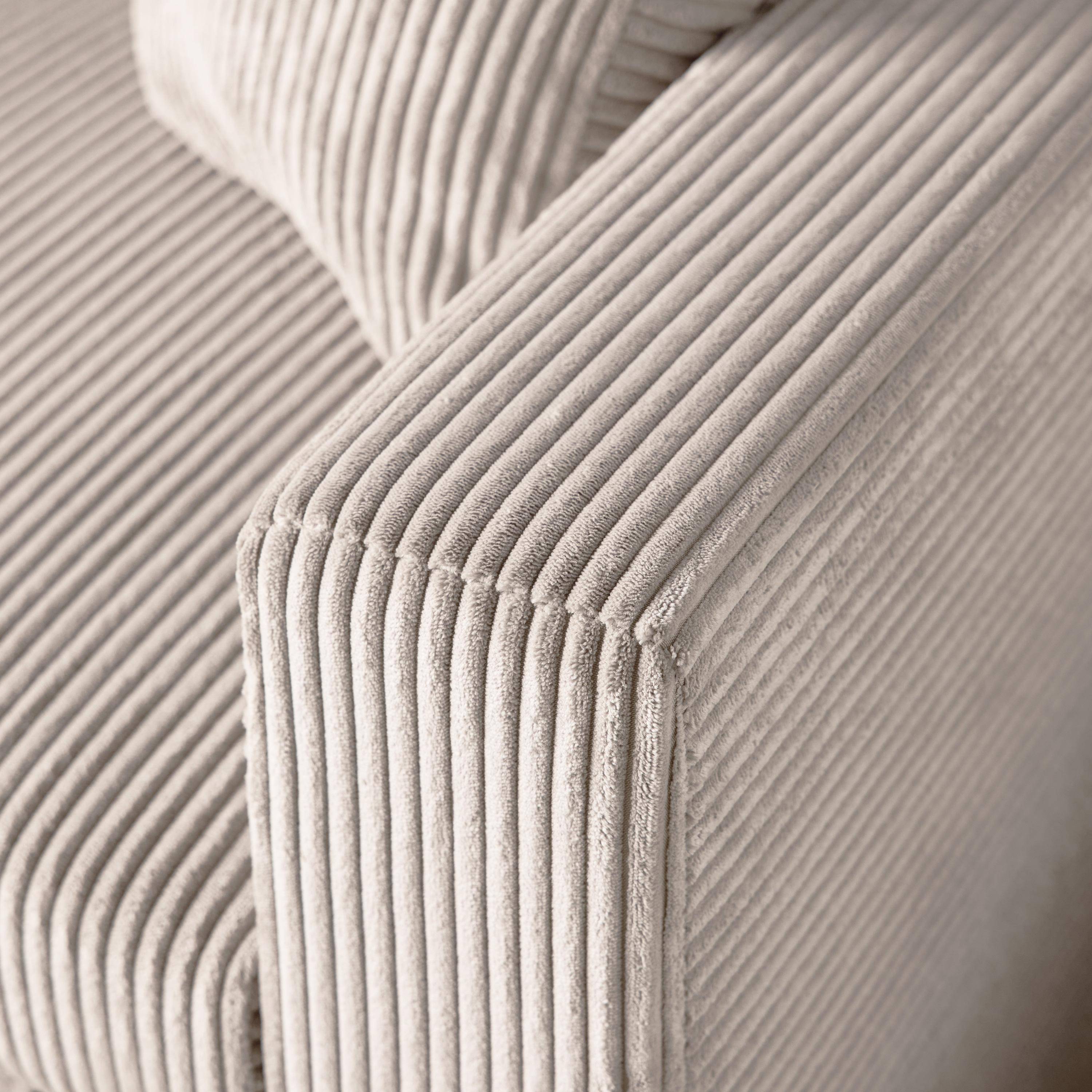 Ecksofa mit Schlaffunktion, Cord-Bezug, breit gerippt, 3-Sitzer, cremefarben, 3 Sitze,sweeek,Photo4