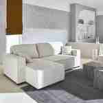 3-Sitzer Ecksofa mit cremefarbenem Cordbezug, Schlaffunktion und beidseitig montierbarer Recamiere - Feel Photo1