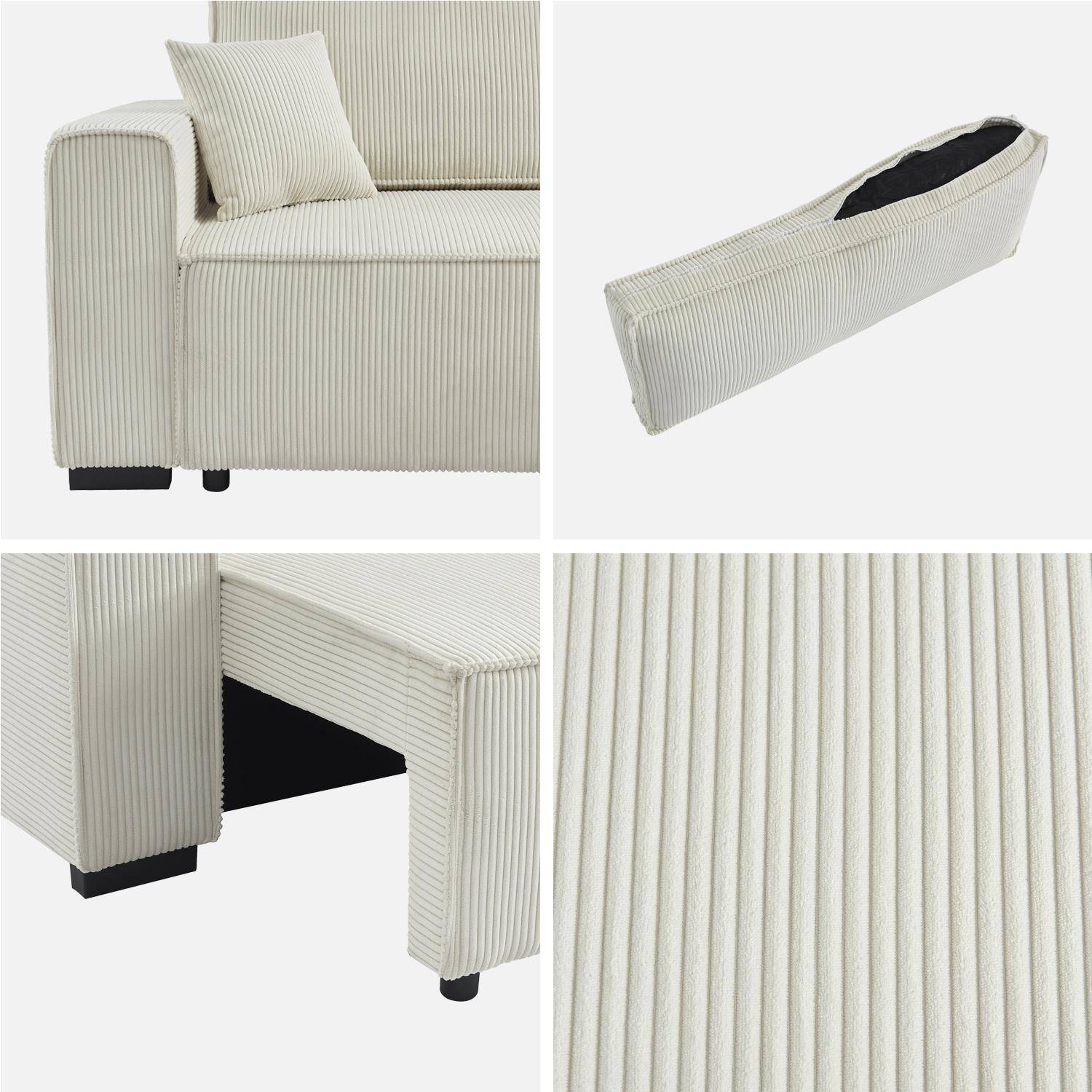 3-Sitzer Ecksofa mit cremefarbenem Cordbezug, Schlaffunktion und beidseitig montierbarer Recamiere - Feel,sweeek,Photo7