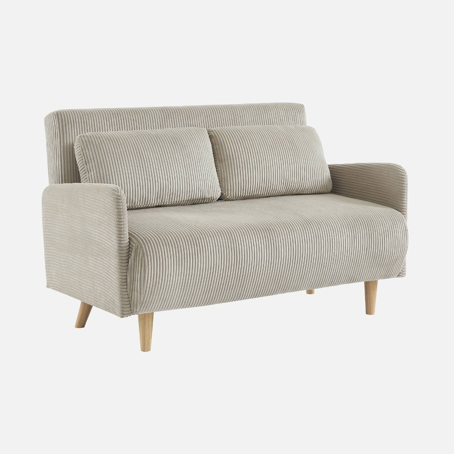  2-Sitzer-Sofa mit graubeigem Cordbezug| sweeek