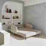 Skandinavisches 2-Sitzer-Sofa mit graubeigem Cordbezug, Holzfüßen und verstellbarer Rückenlehne - Panam Photo2