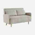 Skandinavisches 2-Sitzer-Sofa mit graubeigem Cordbezug, Holzfüßen und verstellbarer Rückenlehne - Panam Photo3