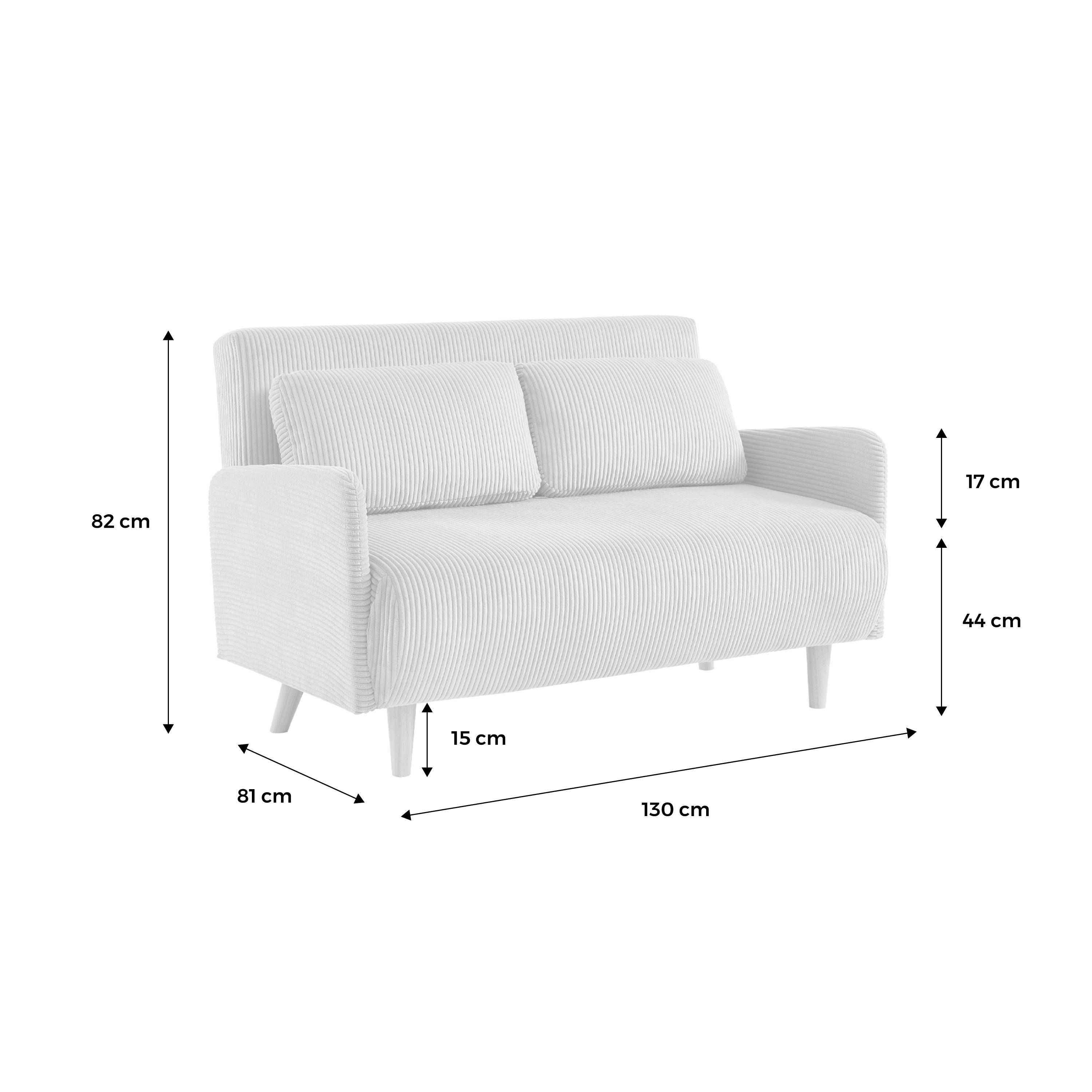 Skandinavisches 2-Sitzer-Sofa mit graubeigem Cordbezug, Holzfüßen und verstellbarer Rückenlehne - Panam,sweeek,Photo7