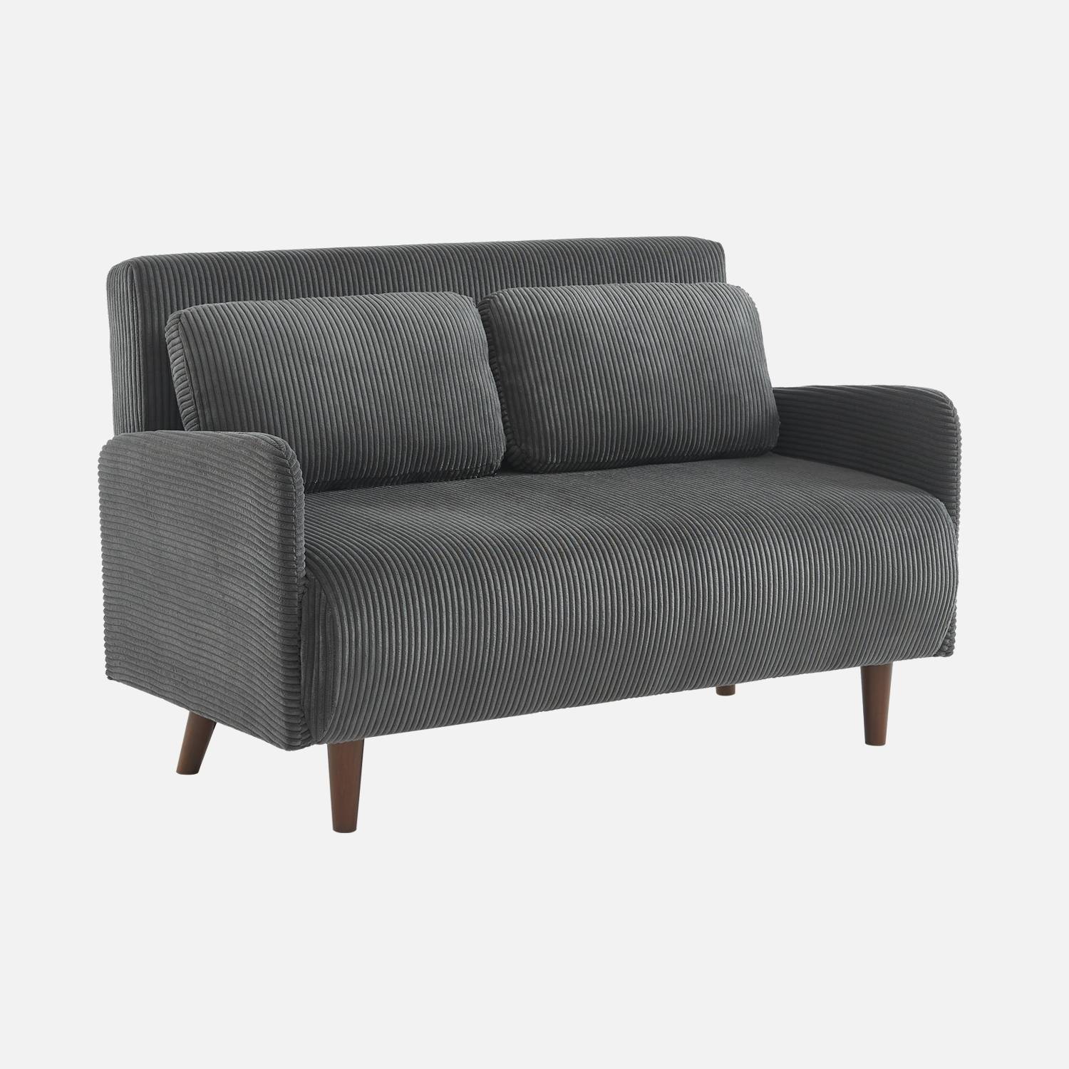  2-Sitzer-Sofa mit dunkelgrauem Cordbezug| sweeek