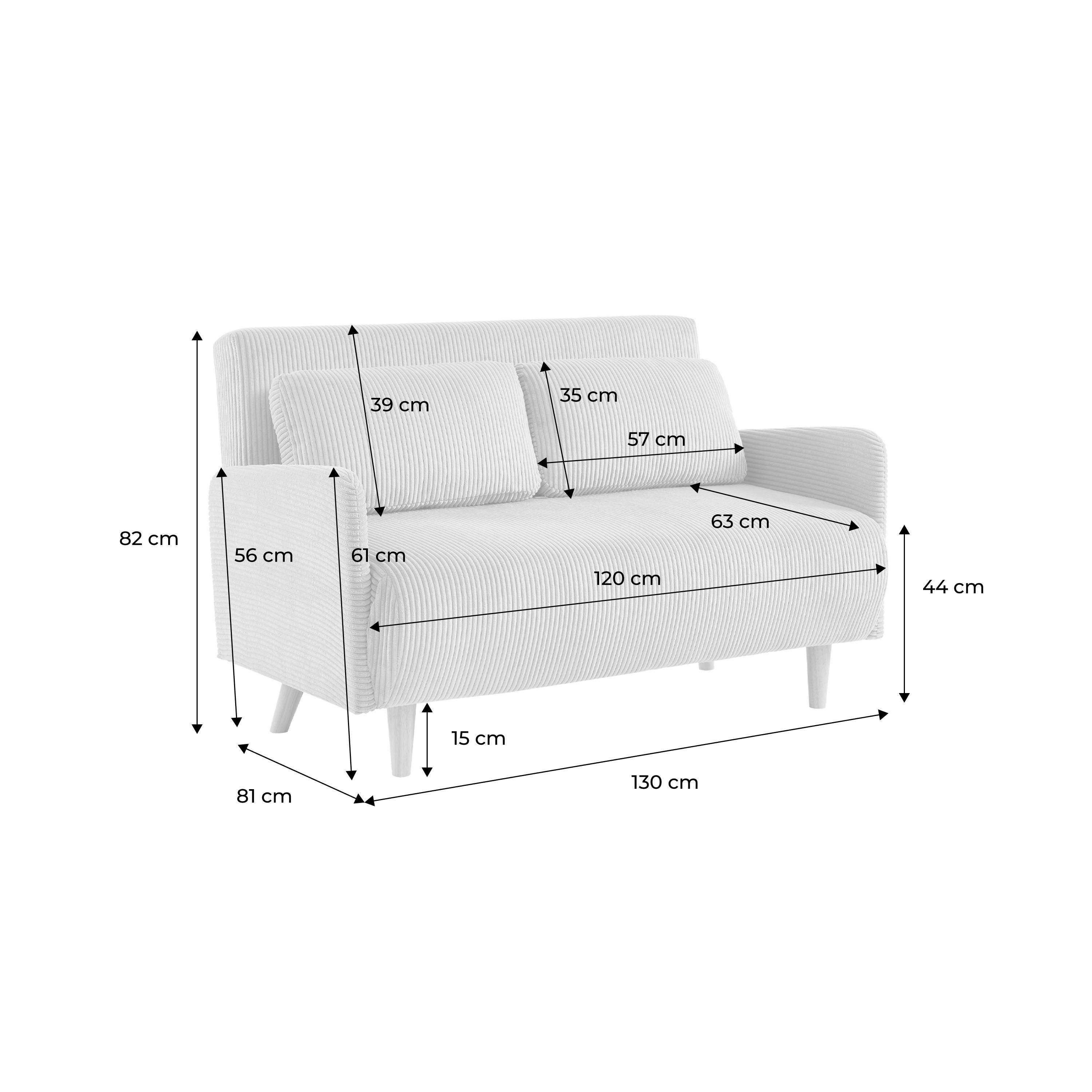 Skandinavisches 2-Sitzer-Sofa mit dunkelgrauem Cordbezug, Holzfüßen und verstellbarer Rückenlehne - Panam Photo8