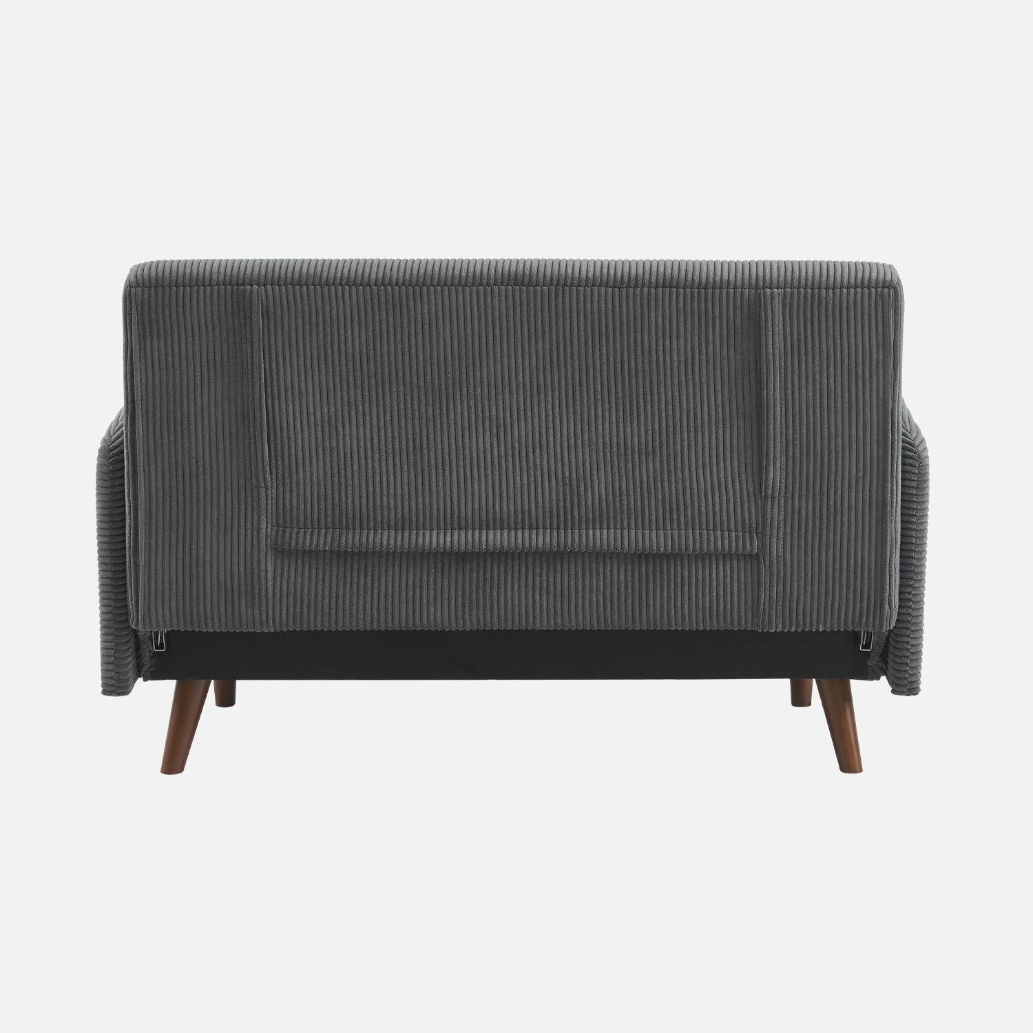 Skandinavisches 2-Sitzer-Sofa mit dunkelgrauem Cordbezug, Holzfüßen und verstellbarer Rückenlehne - Panam Photo6