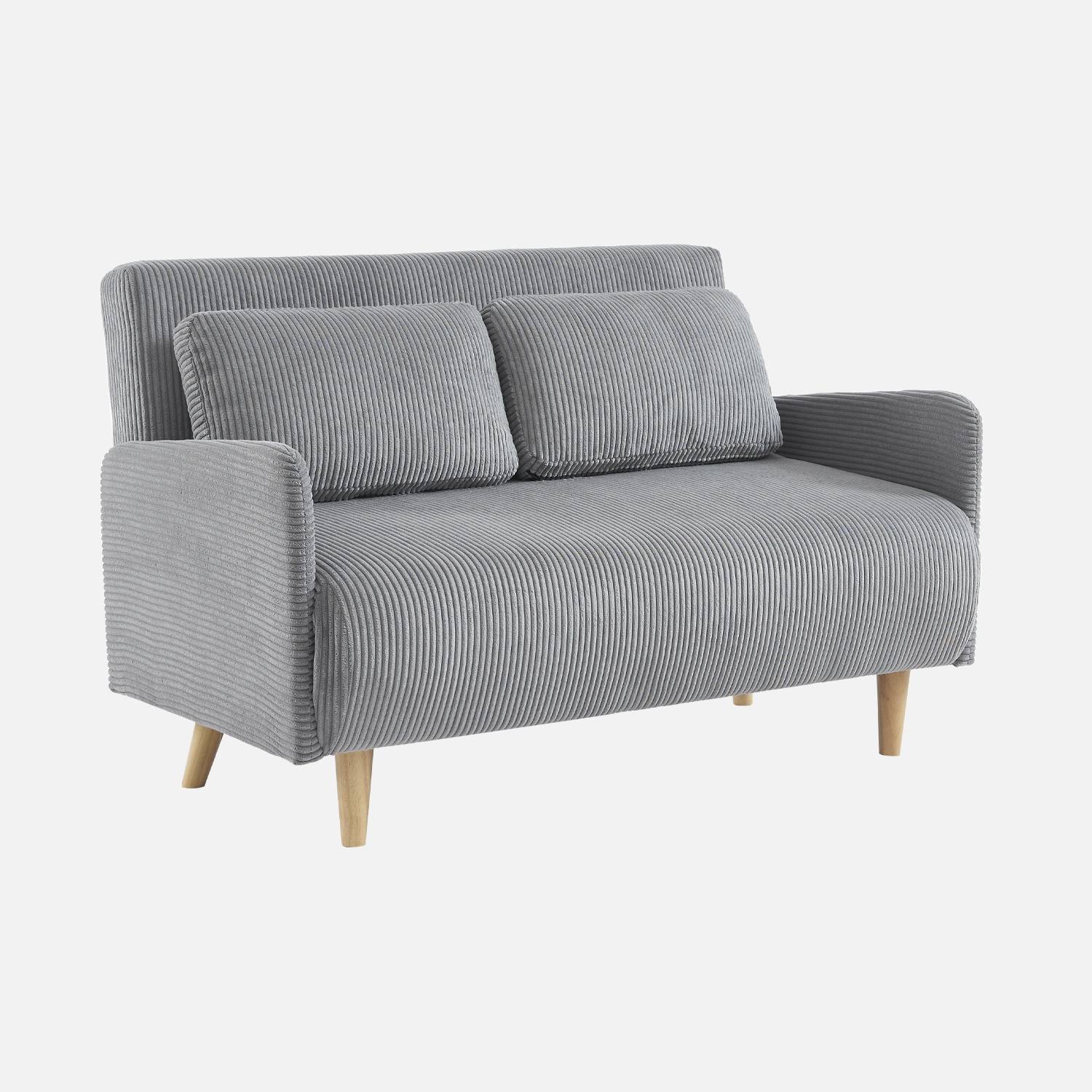  2-Sitzer-Sofa mit hellgrauem Cordbezug| sweeek