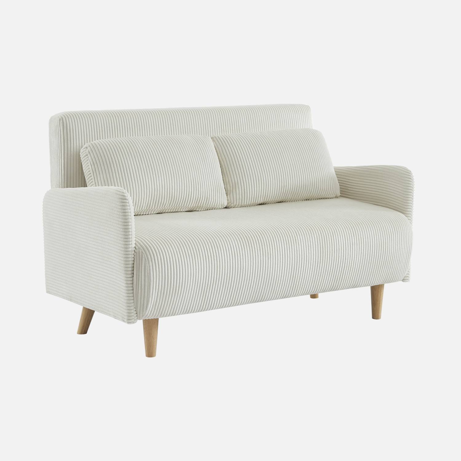  2-Sitzer-Sofa mit weißem Cordbezug| sweeek