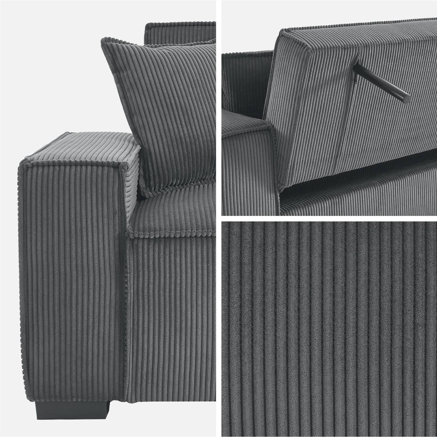 Schlafsofa 3-Sitzer mit dunkelgrauem Cordbezug B 231 x T 96,5 x H 80cm - Feel,sweeek,Photo6