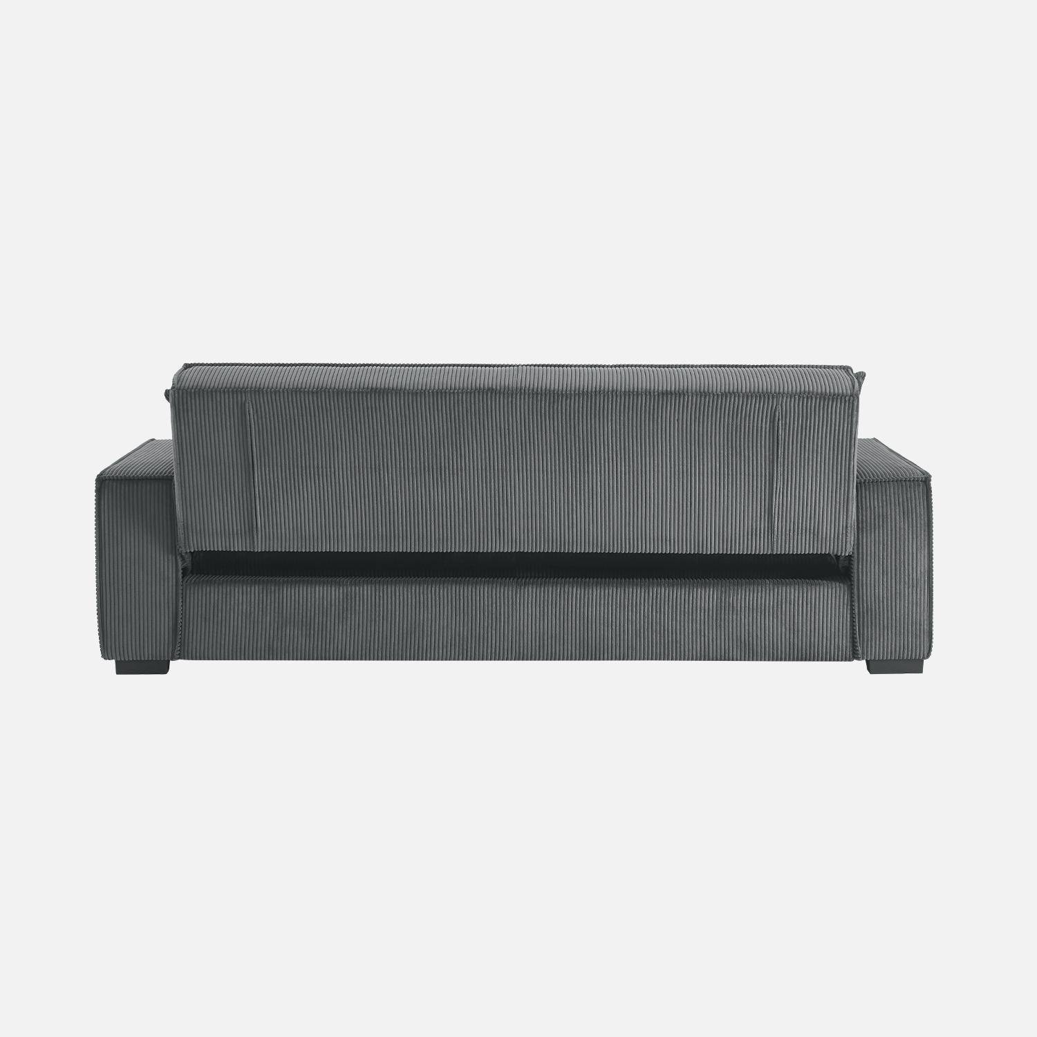 Canapé convertible 3 places gris foncé velours côtelé L 231 x P 96,5 x H 80cm,sweeek,Photo7