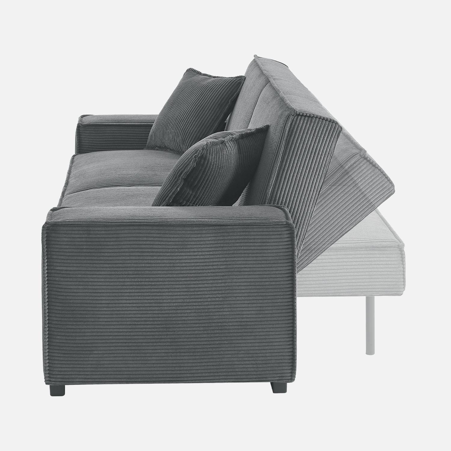 Schlafsofa 3-Sitzer mit dunkelgrauem Cordbezug B 231 x T 96,5 x H 80cm - Feel,sweeek,Photo3