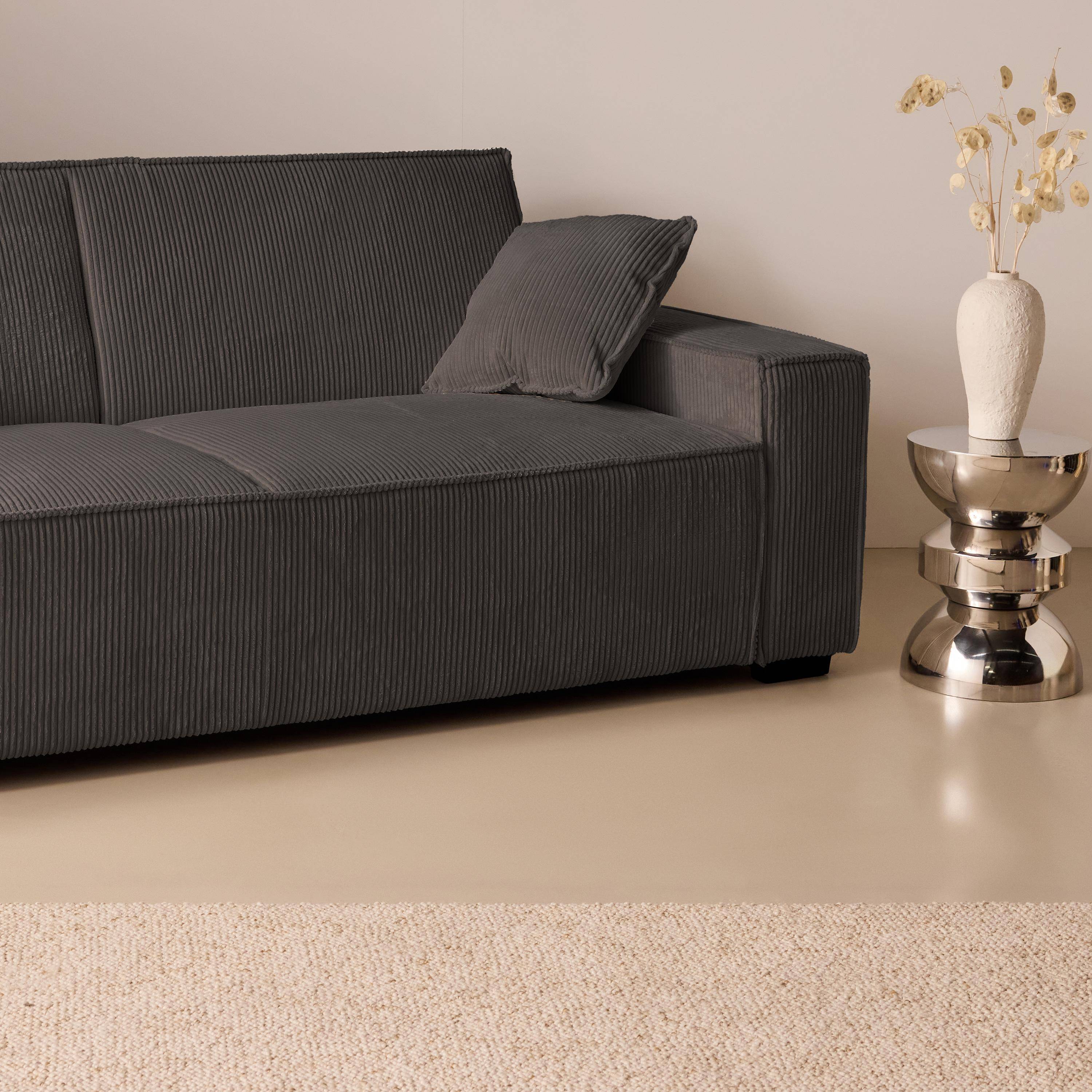 Schlafsofa 3-Sitzer mit dunkelgrauem Cordbezug B 231 x T 96,5 x H 80 cm - Feel,sweeek,Photo3