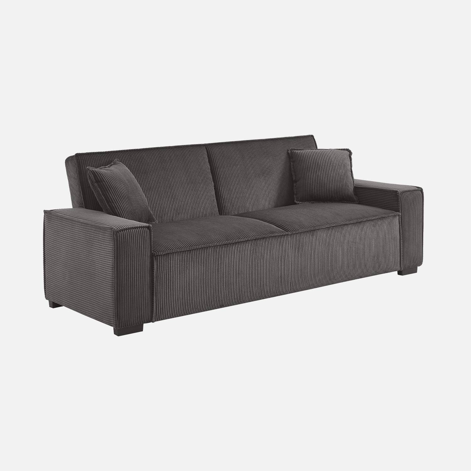 Schlafsofa 3-Sitzer mit dunkelgrauem Cordbezug B 231 x T 96,5 x H 80 cm - Feel Photo7