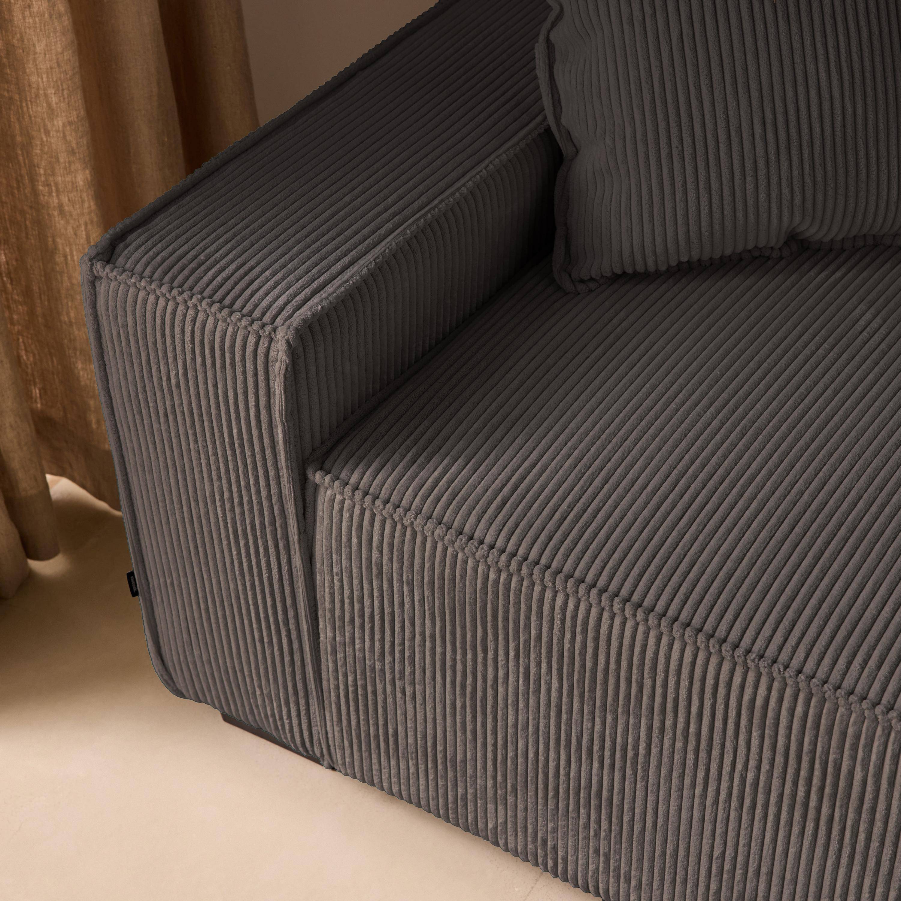 Schlafsofa 3-Sitzer mit dunkelgrauem Cordbezug B 231 x T 96,5 x H 80 cm - Feel,sweeek,Photo4