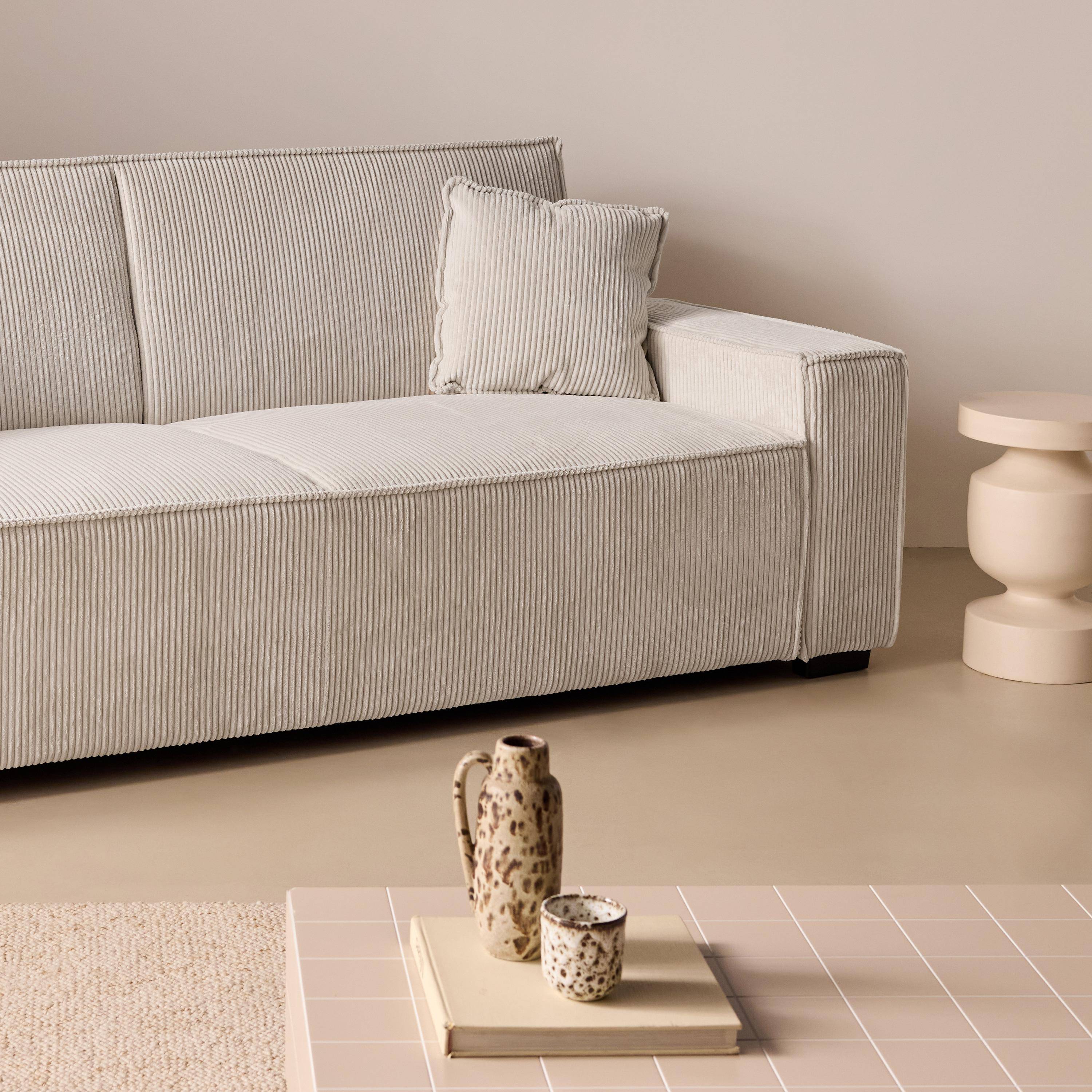 3-zits witte corduroy slaapbank B 231 x D 96,5 x H 80cm,sweeek,Photo5