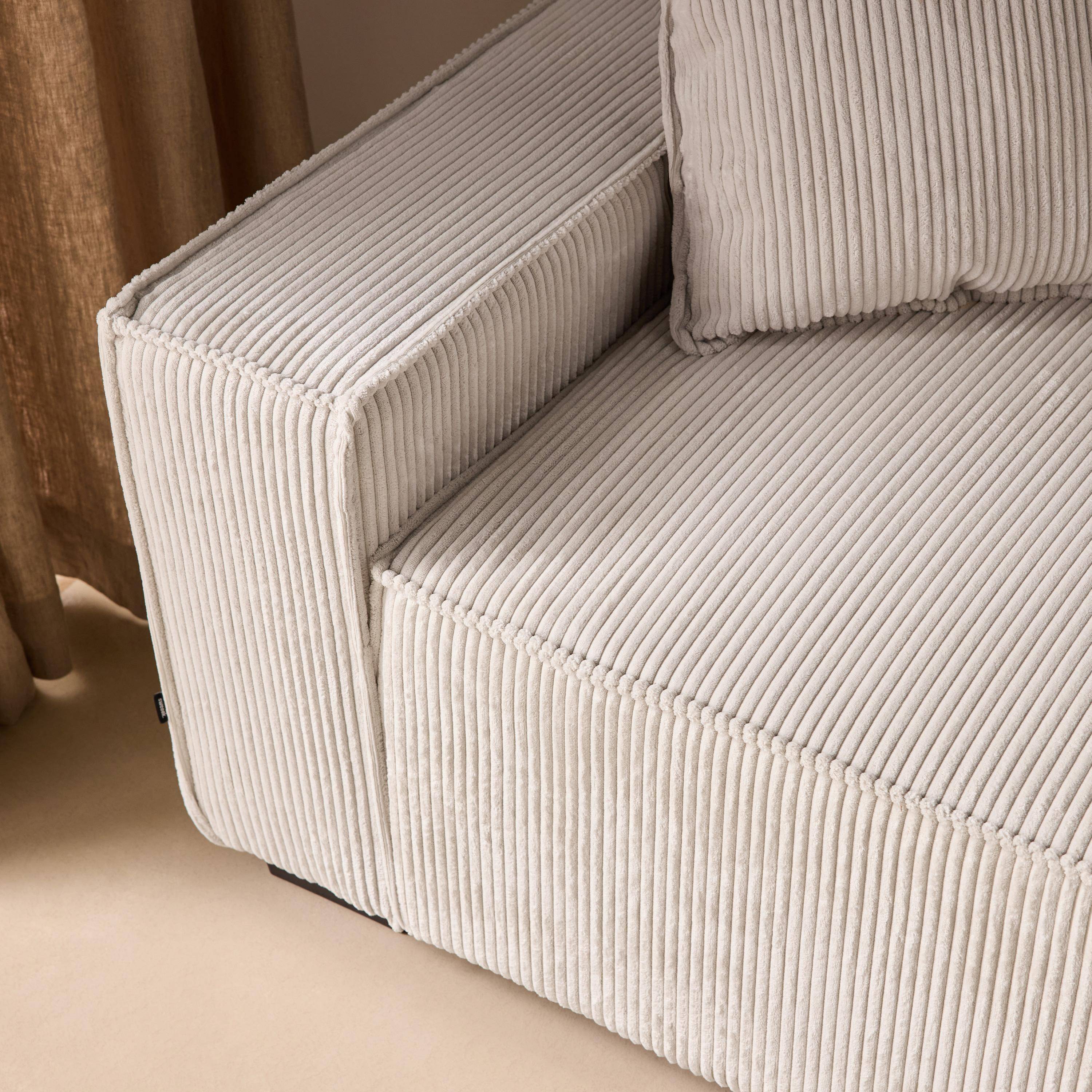 3-zits witte corduroy slaapbank B 231 x D 96,5 x H 80cm,sweeek,Photo4