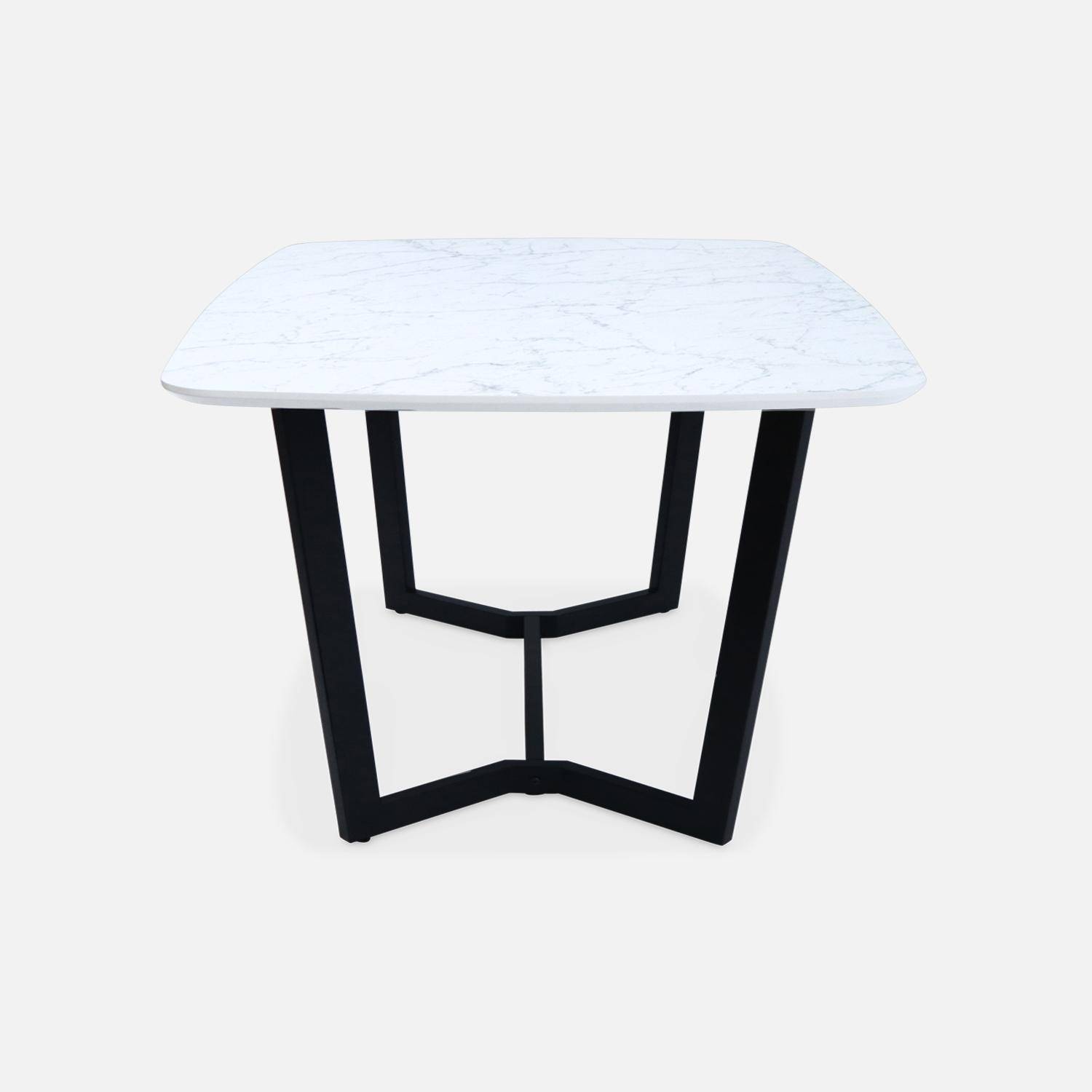  Table à manger 4 à 6 places effet marbre, pieds métal noir, 120cm  Photo4