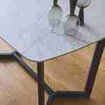  Table à manger 4 à 6 places effet marbre, pieds métal noir, 120cm  Photo2