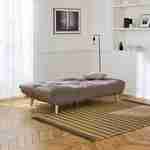 3-Sitzer Klapp-Sofa mit beigefarbenem Stoffbezug, Klick-Klack-System und Holzfüßen - Axel Photo2