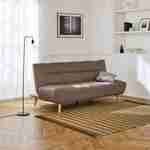 3-Sitzer Klapp-Sofa mit beigefarbenem Stoffbezug, Klick-Klack-System und Holzfüßen - Axel Photo1