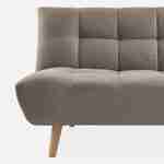 3-Sitzer Klapp-Sofa mit beigefarbenem Stoffbezug, Klick-Klack-System und Holzfüßen - Axel Photo8