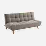 3-Sitzer Klapp-Sofa mit beigefarbenem Stoffbezug, Klick-Klack-System und Holzfüßen - Axel Photo3
