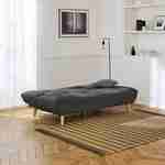 3-zits slaapbank, omvormbaar, in donkergrijze stof en walnootkleurige houten poten Photo2