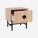 Nachttisch im Eichenlook mit geriffeltem Holzdekor und einer Schublade, L 48 x B 39 x H 50cm - Bazalt Photo3
