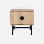 Table de chevet effet chêne décor bois rainuré, un tiroir, L 48 x l 39 x H 50cm Photo2