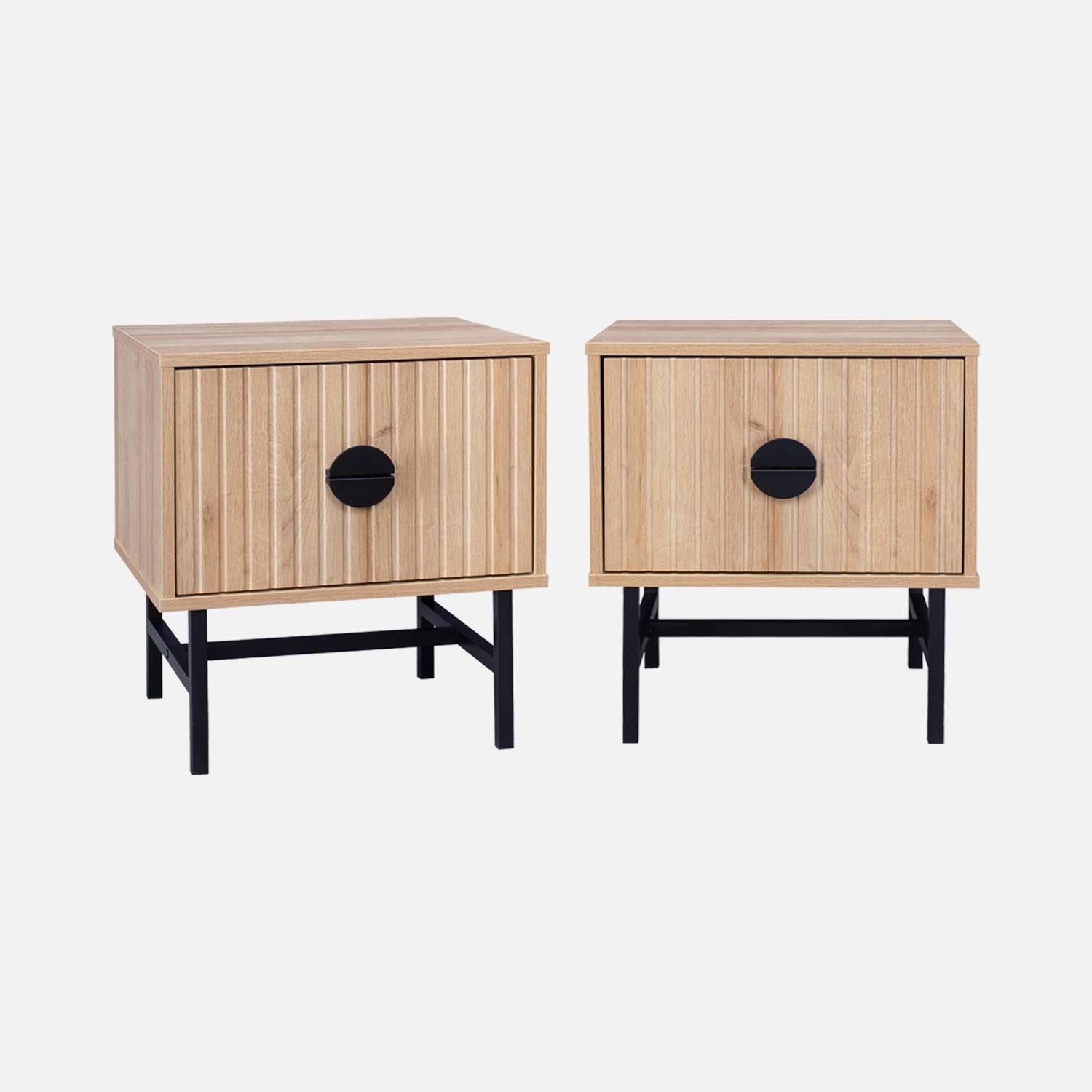 Set of 2 oak-effect bedside tables, 1 drawer| sweeek