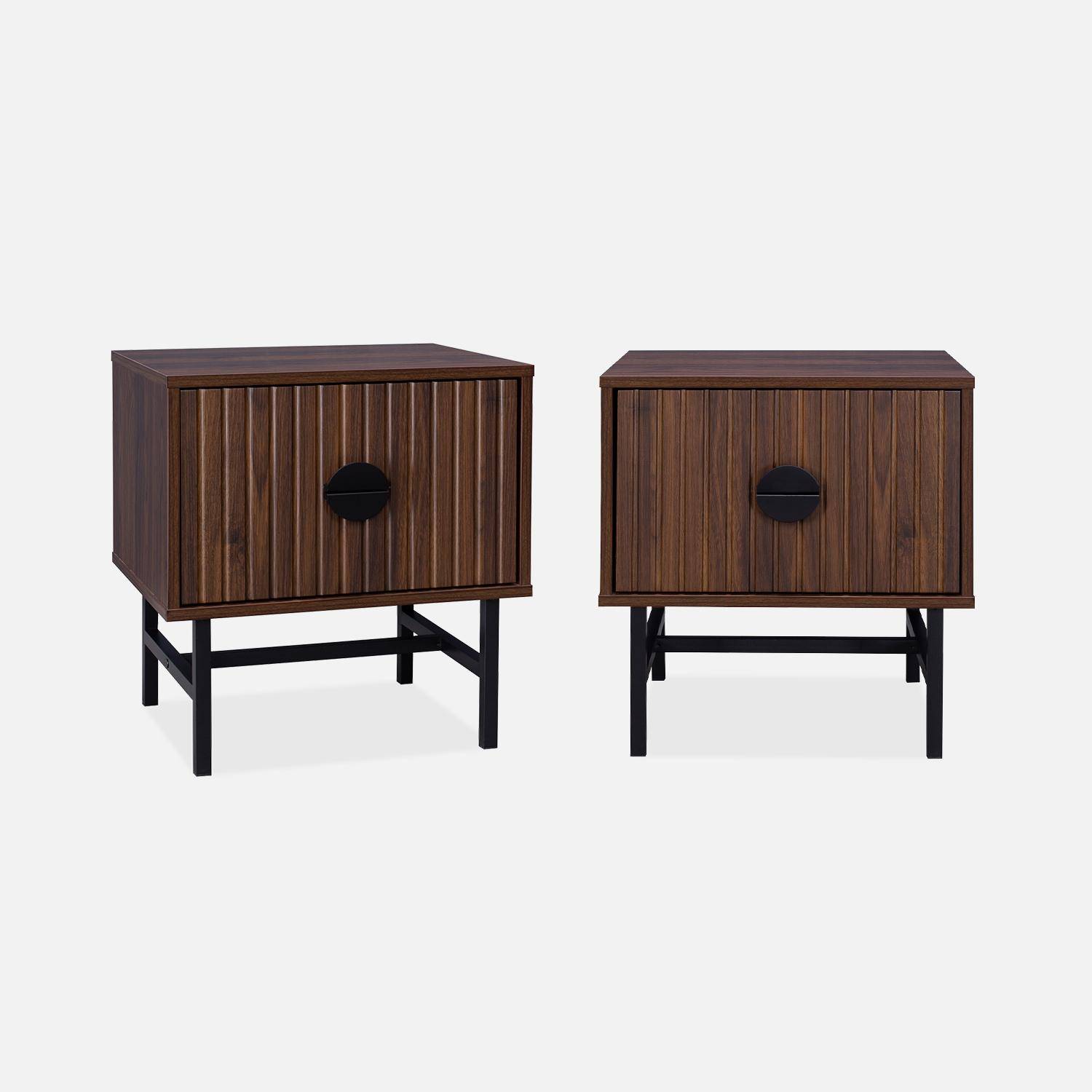 Conjunto de 2 mesas de cabeceira com efeito madeira escura, uma gaveta, C 48 x L 39 x A 50cm Photo1