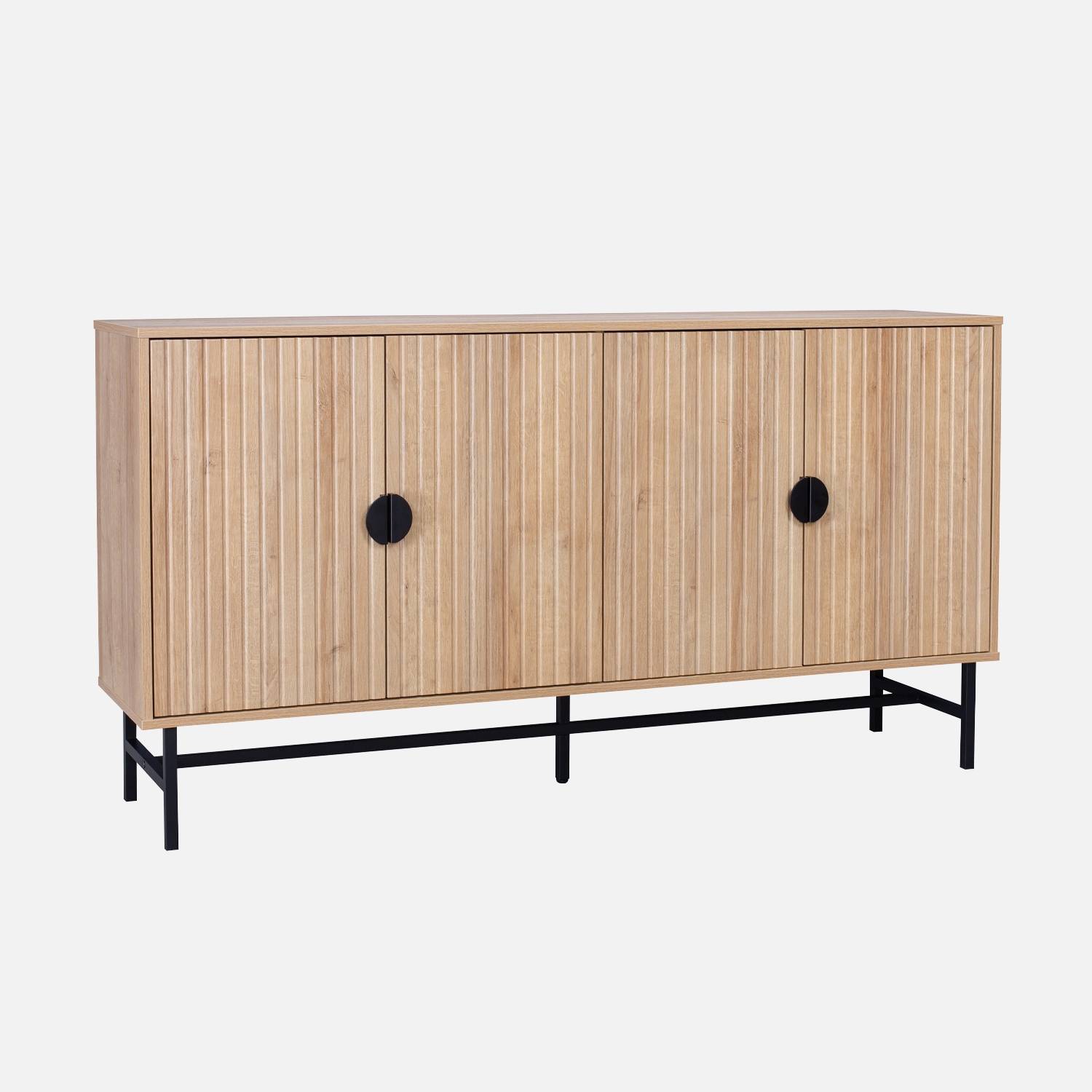  Oak-effect storage sideboard, four doors | sweeek